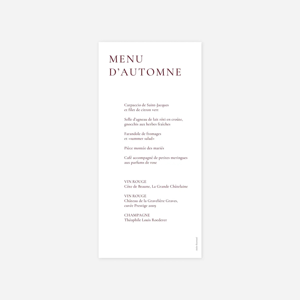 Menu mariage Laure de Sagazan II