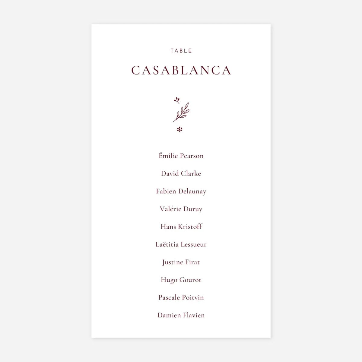 Nom de table mariage Laure de Sagazan II