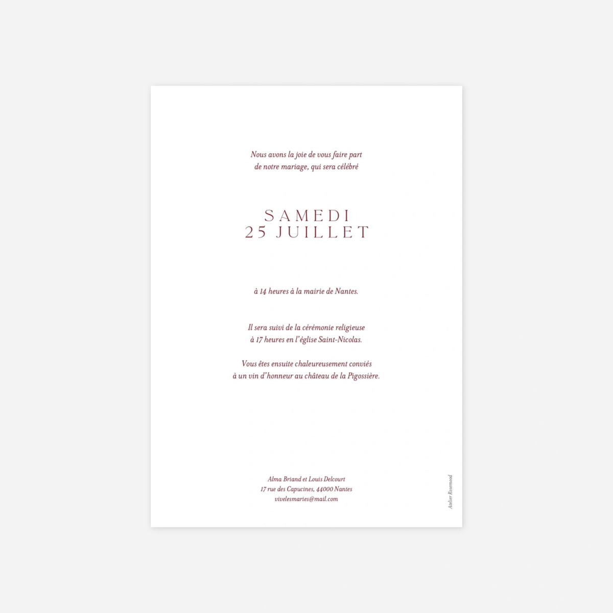 Faire-part mariage L'essence