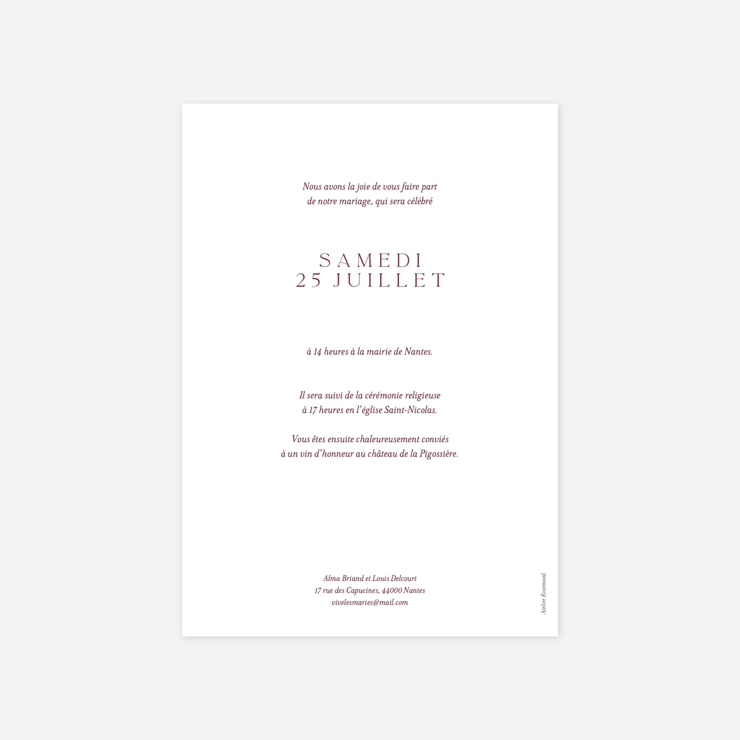 Faire-part mariage L'essence