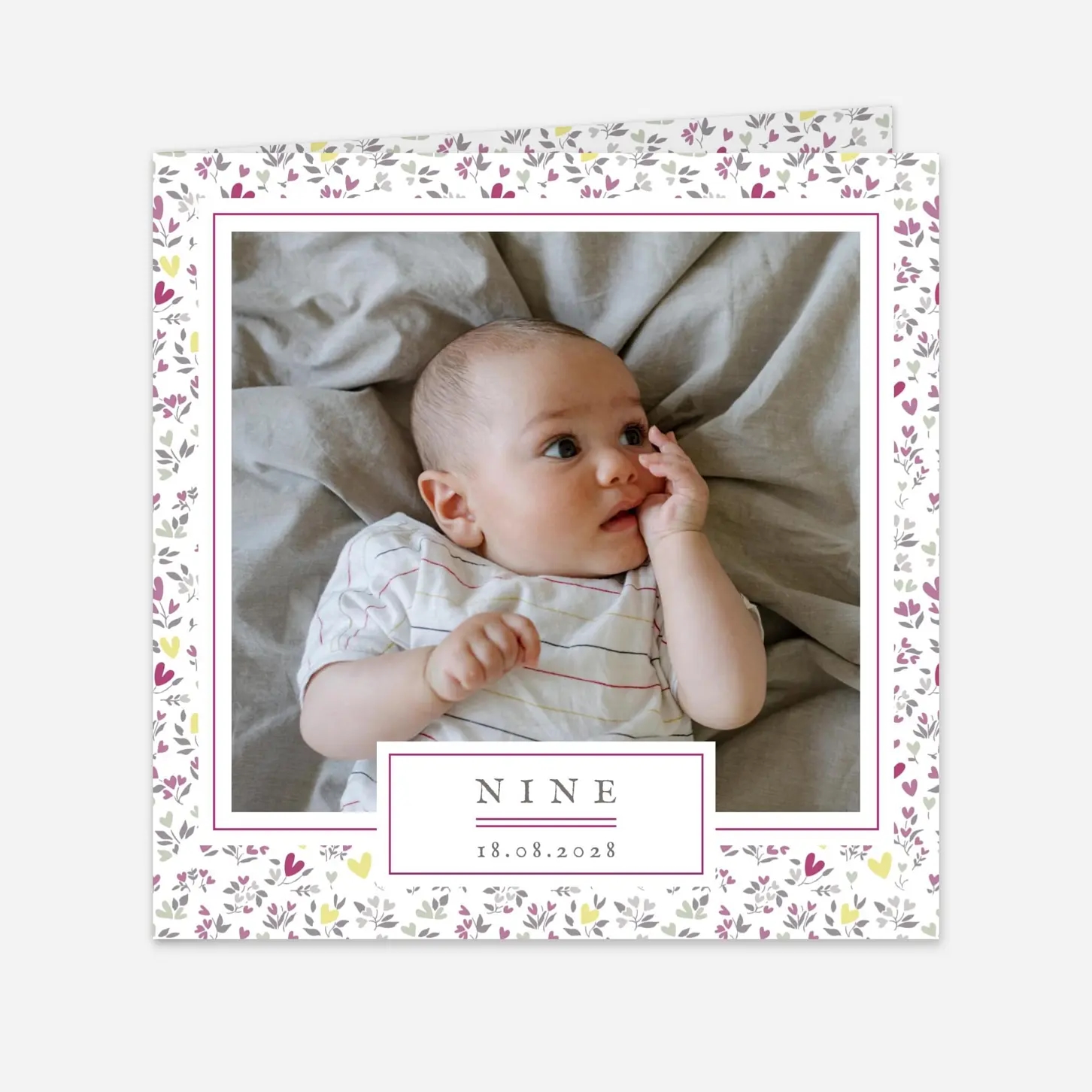 Faire-part naissance Liberty coeur