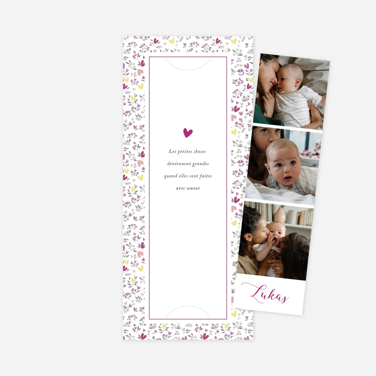 Faire-part naissance Liberty coeur