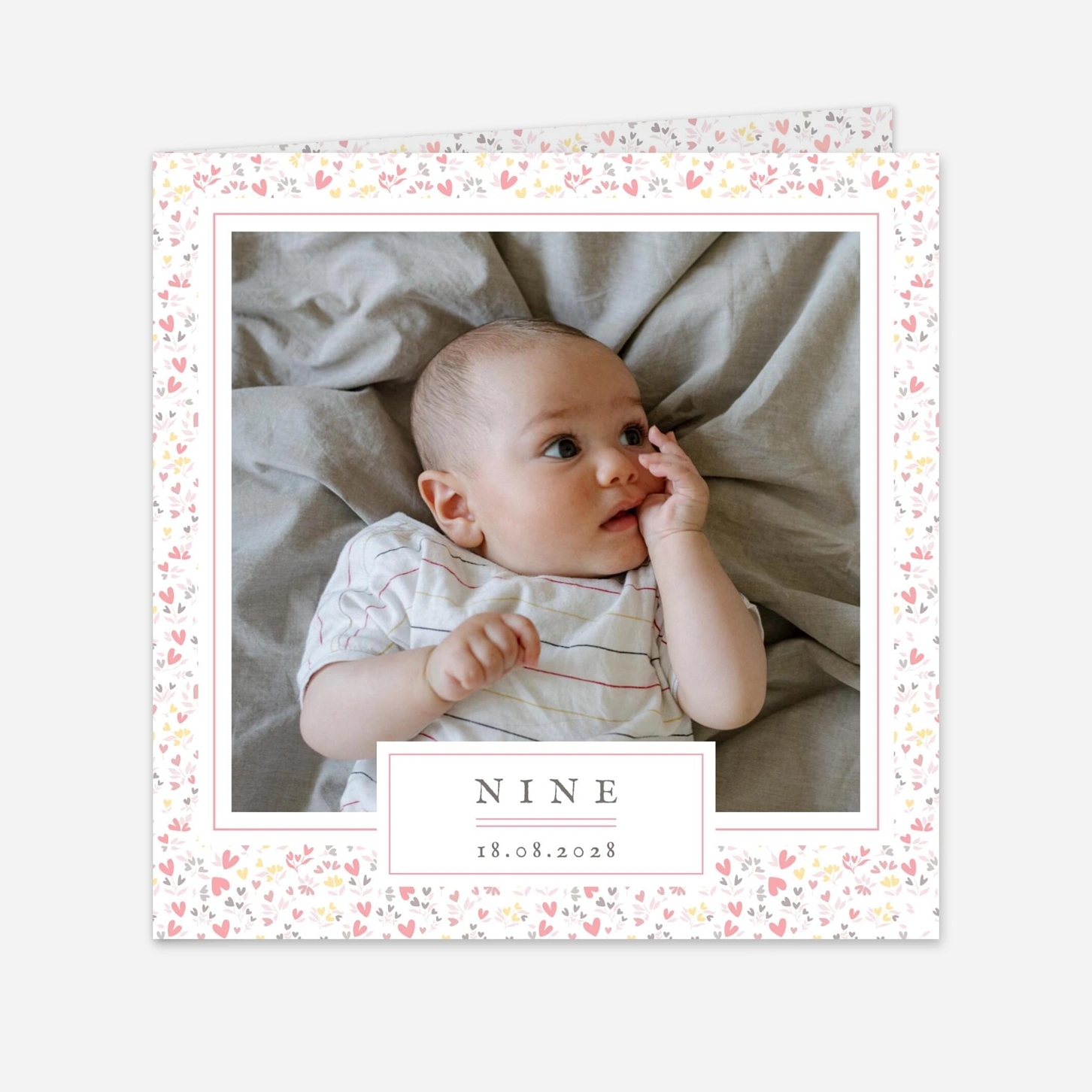 Faire-part naissance Liberty coeur en couleur