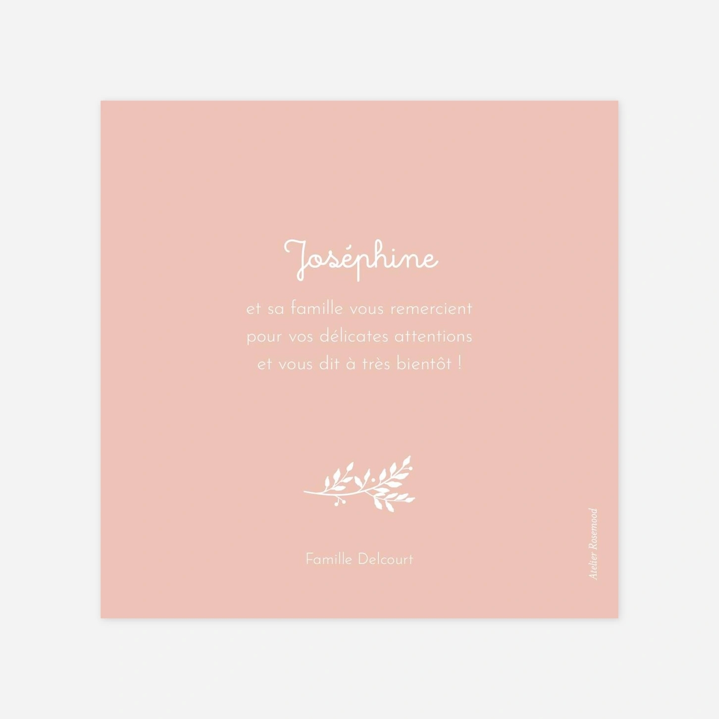 Carte remerciement naissance Liberty feuillage