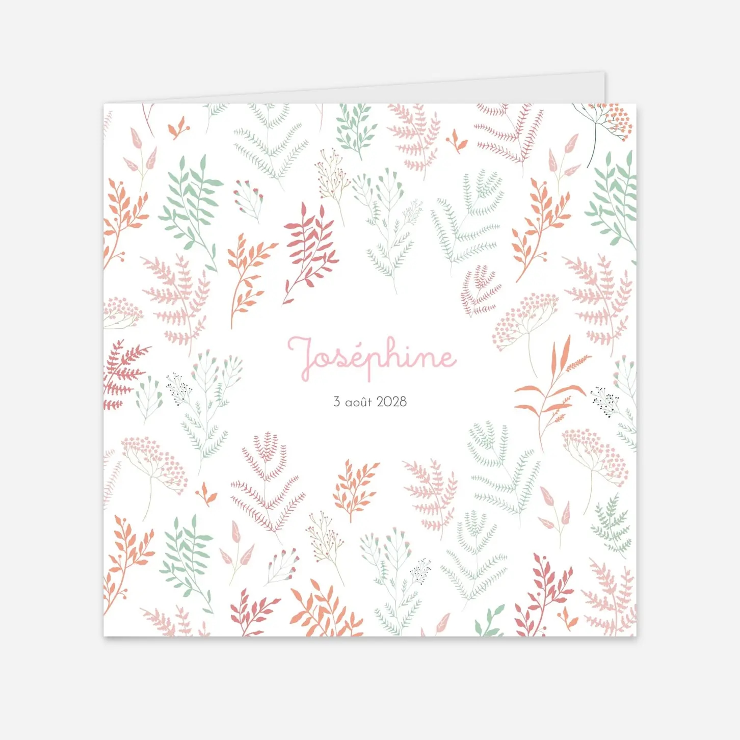 Faire-part naissance Liberty feuillage