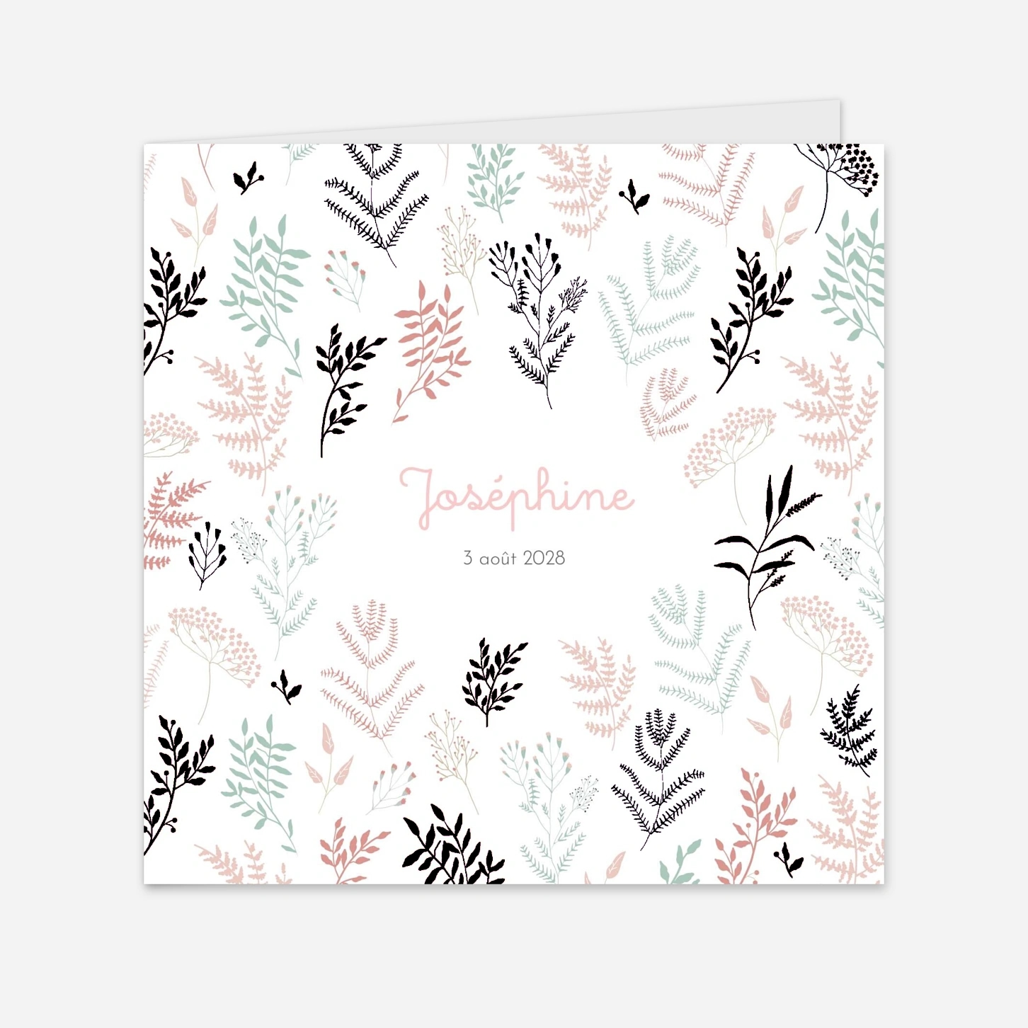 Faire-part naissance Liberty feuillage