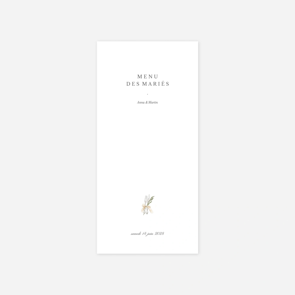 Menu mariage Lieu de noces