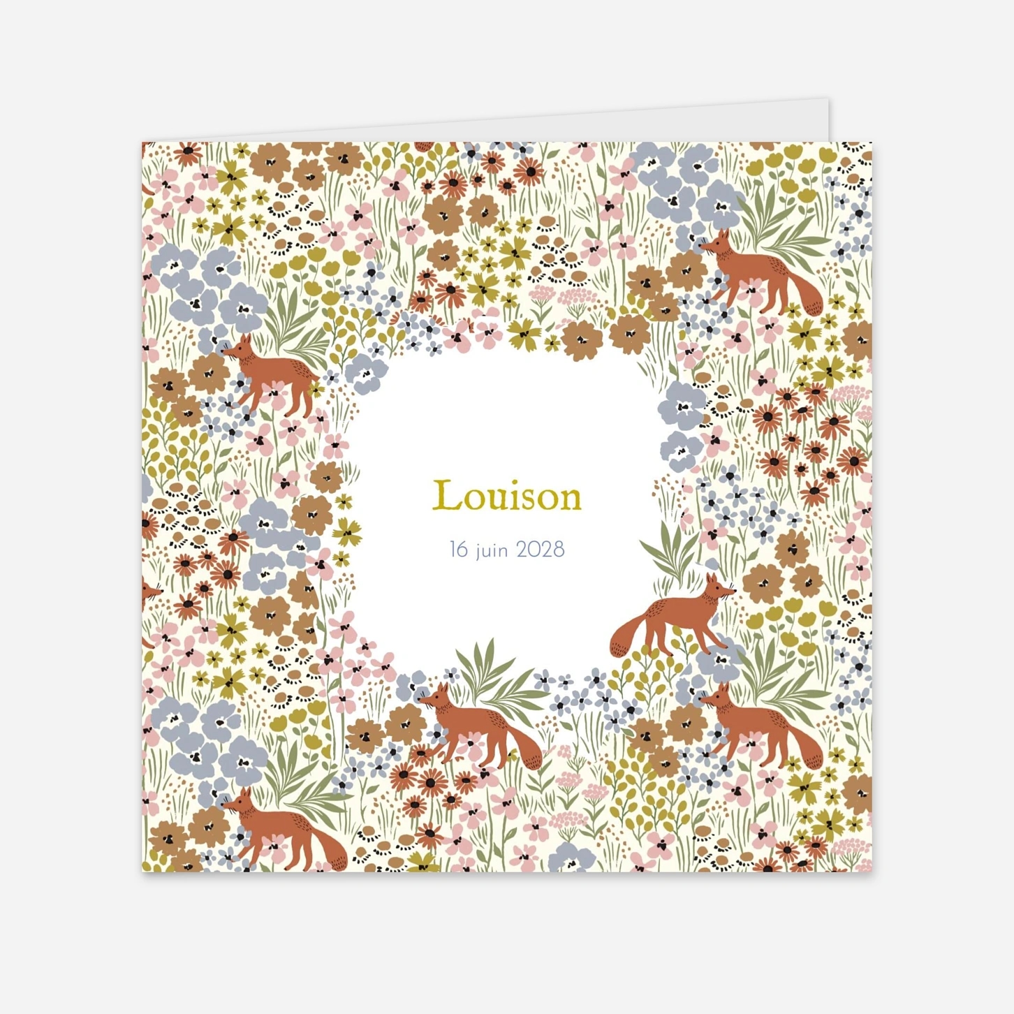 Faire-part naissance Liberty renard