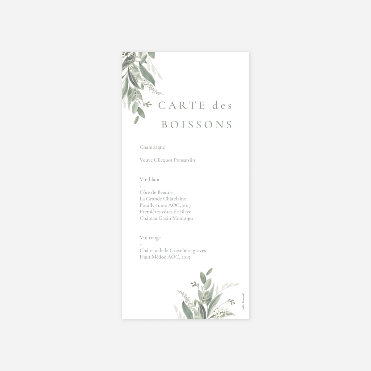 Menu mariage Lien végétal