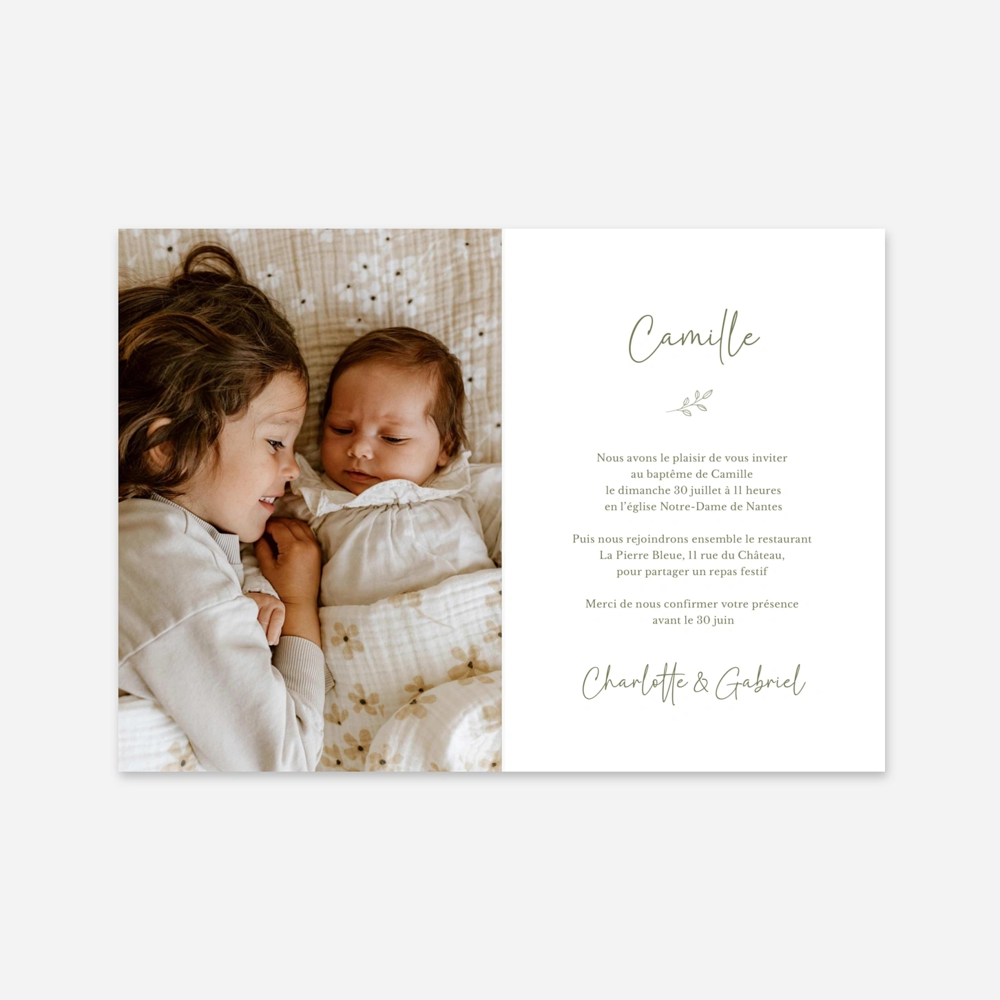 Faire-part baptême Doux trésor