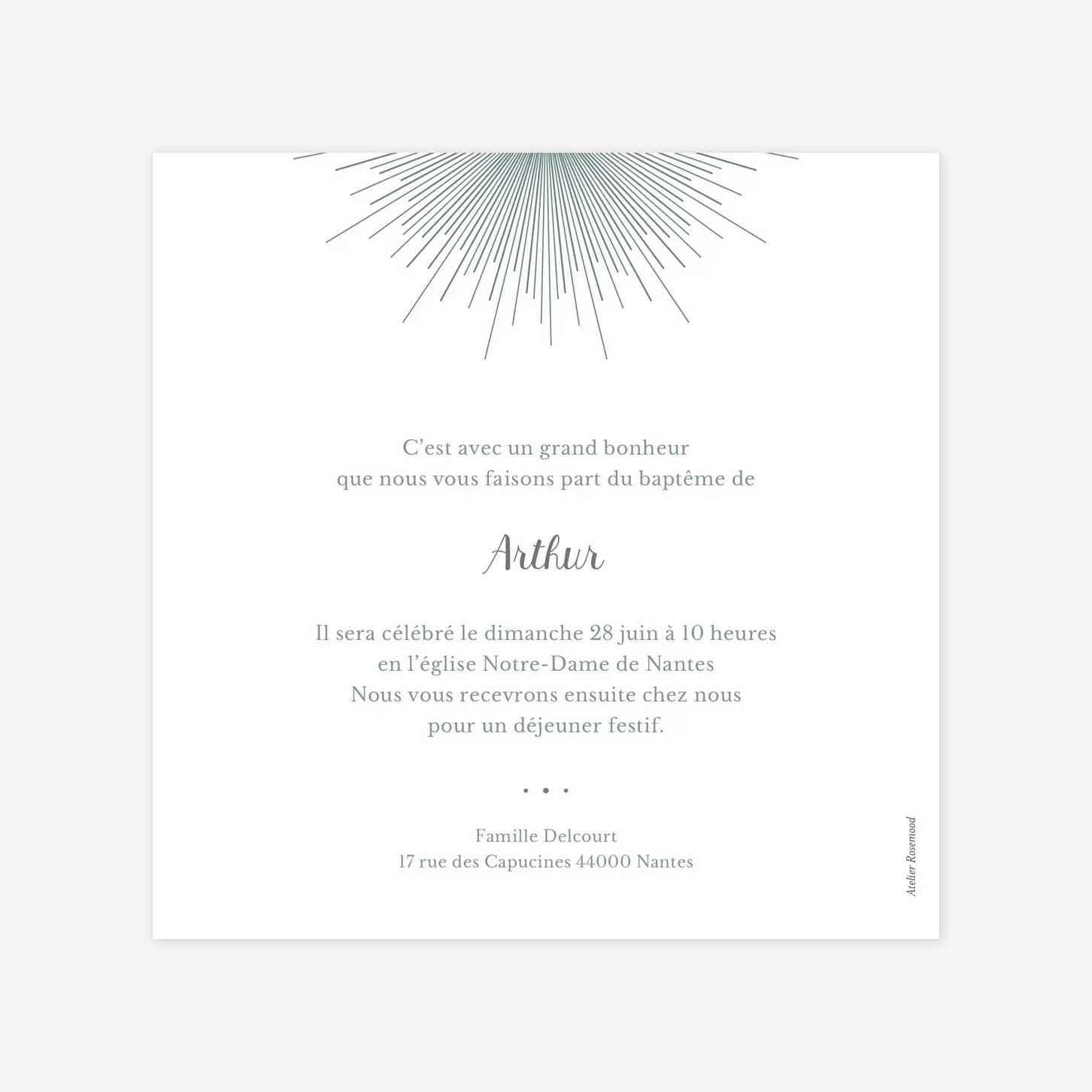 Faire-part baptême Lumiêre