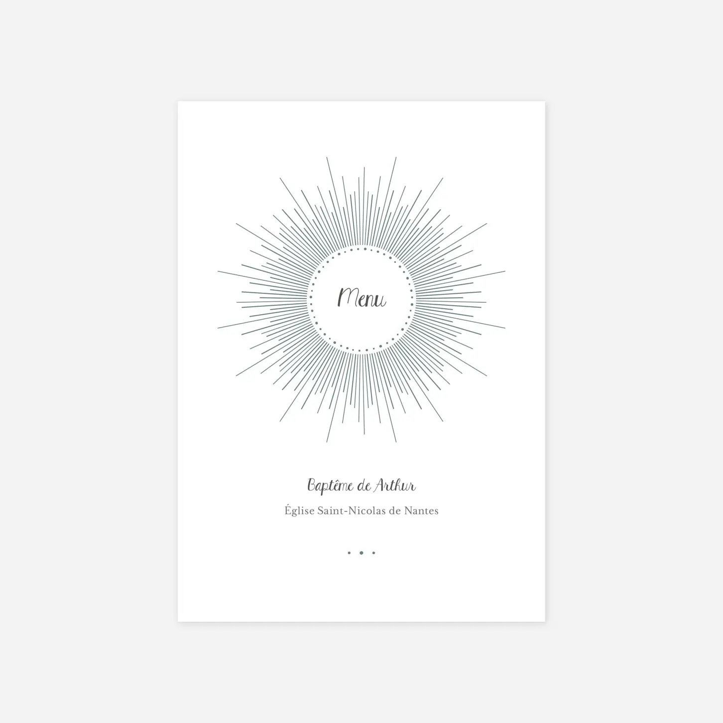 Menu baptême Lumiêre
