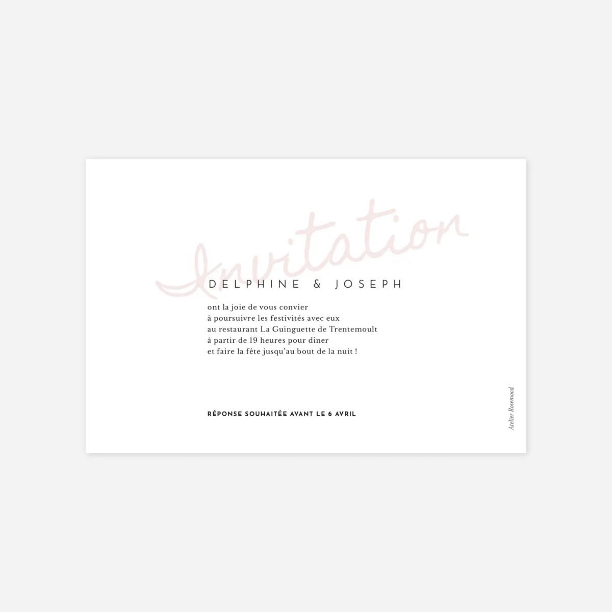 Carton d'invitation Manuscrit