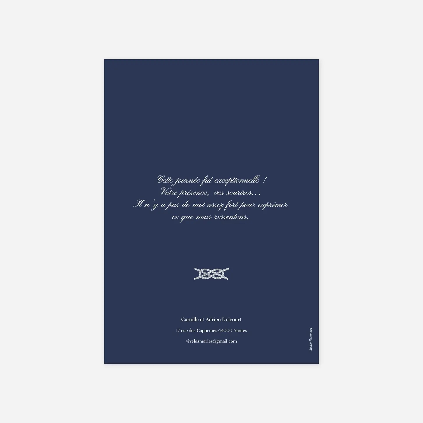 Carte de remerciements Marin