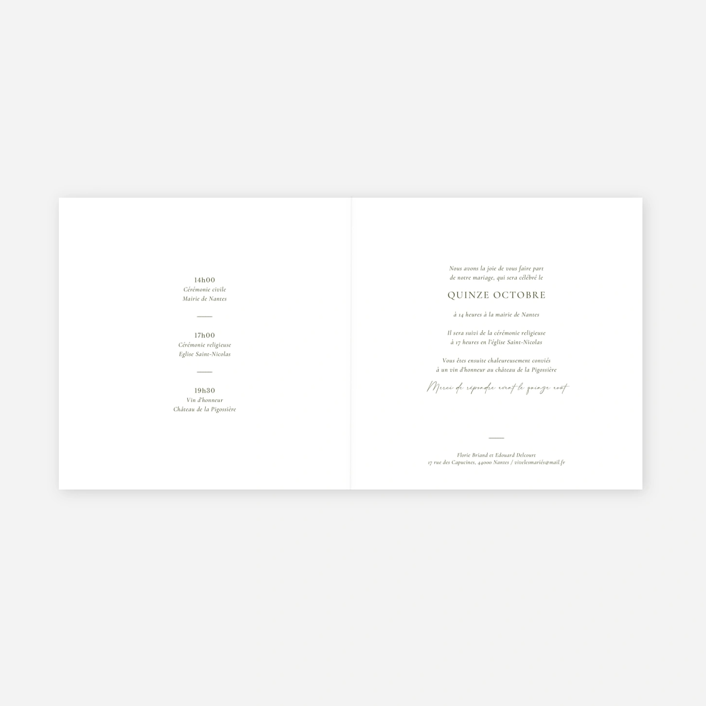 Faire-part mariage Matin