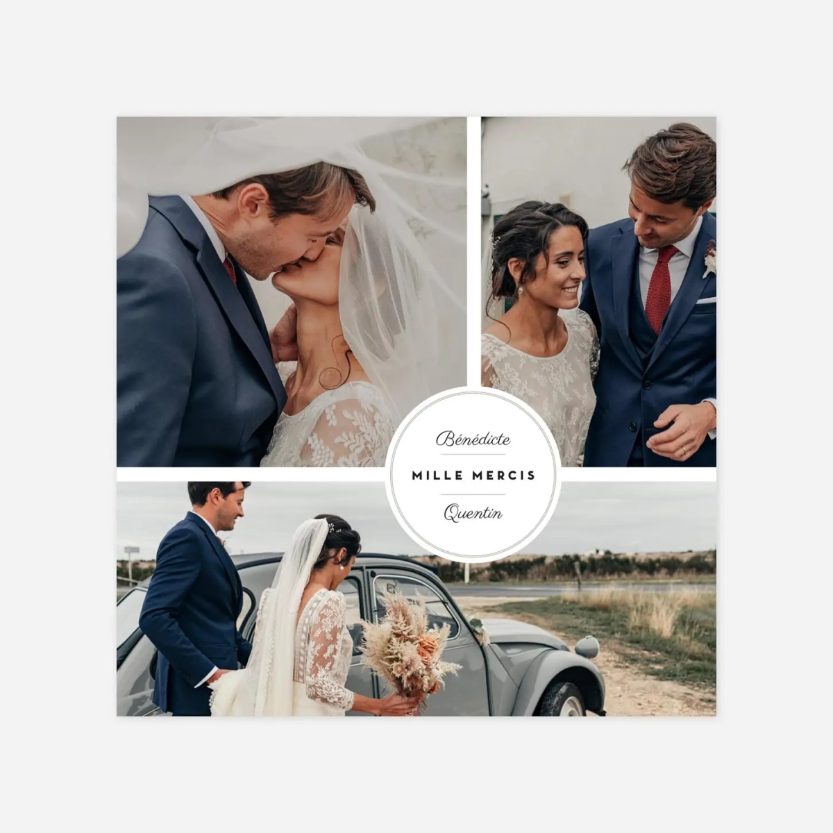 Carte de remerciements Médaillon