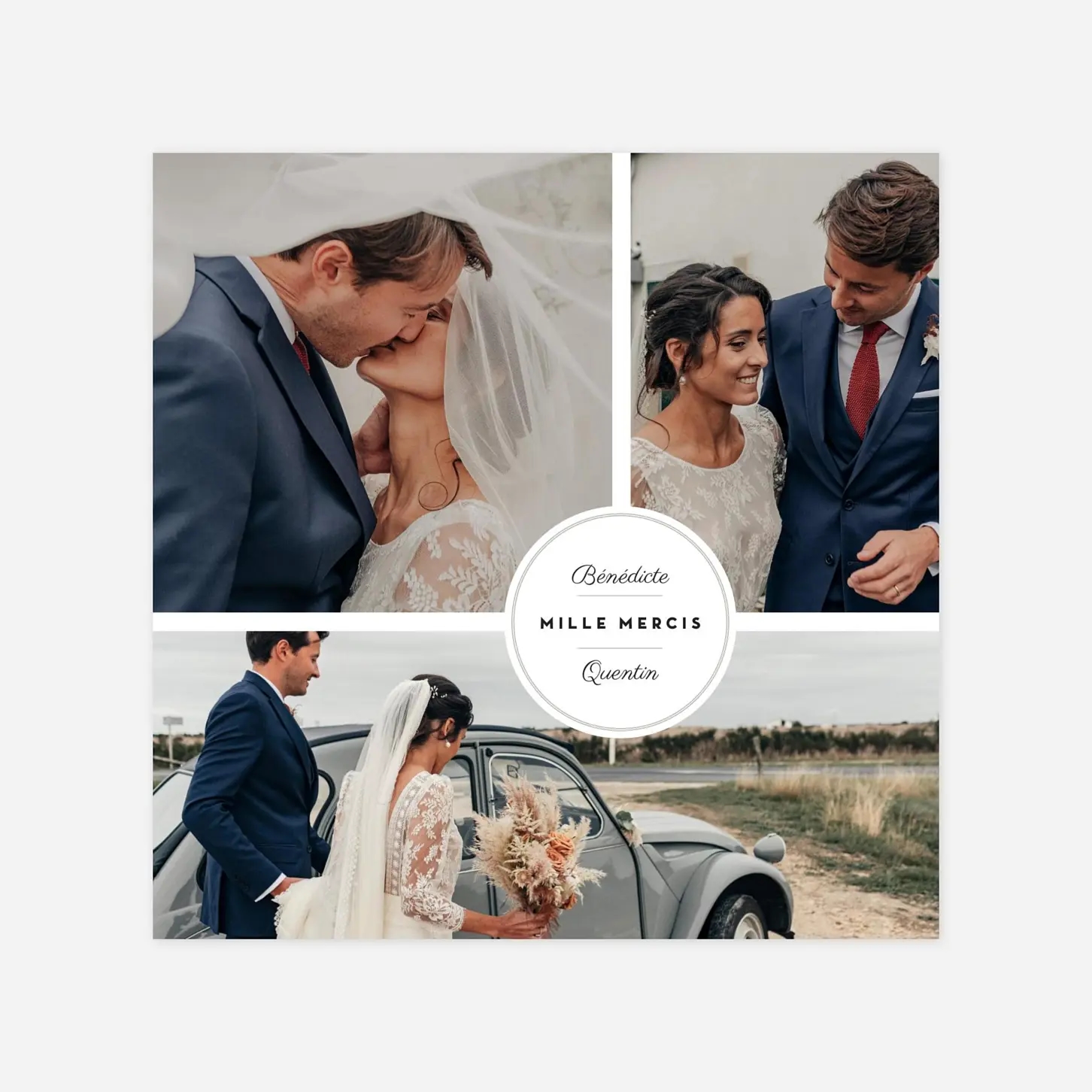 Carte de remerciements Médaillon