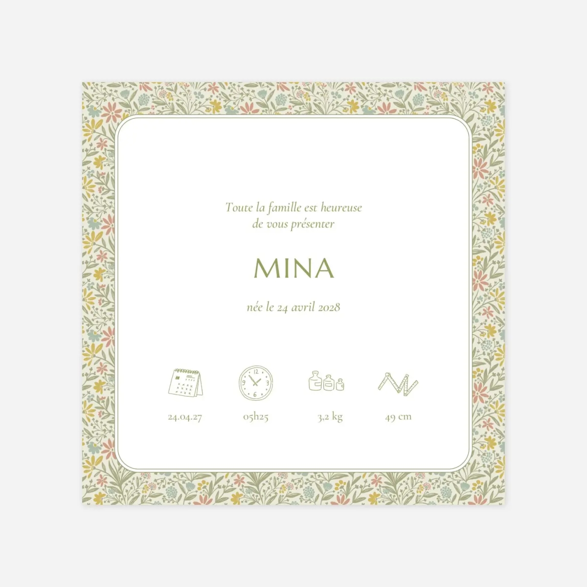 Faire-part naissance Mille fleurs