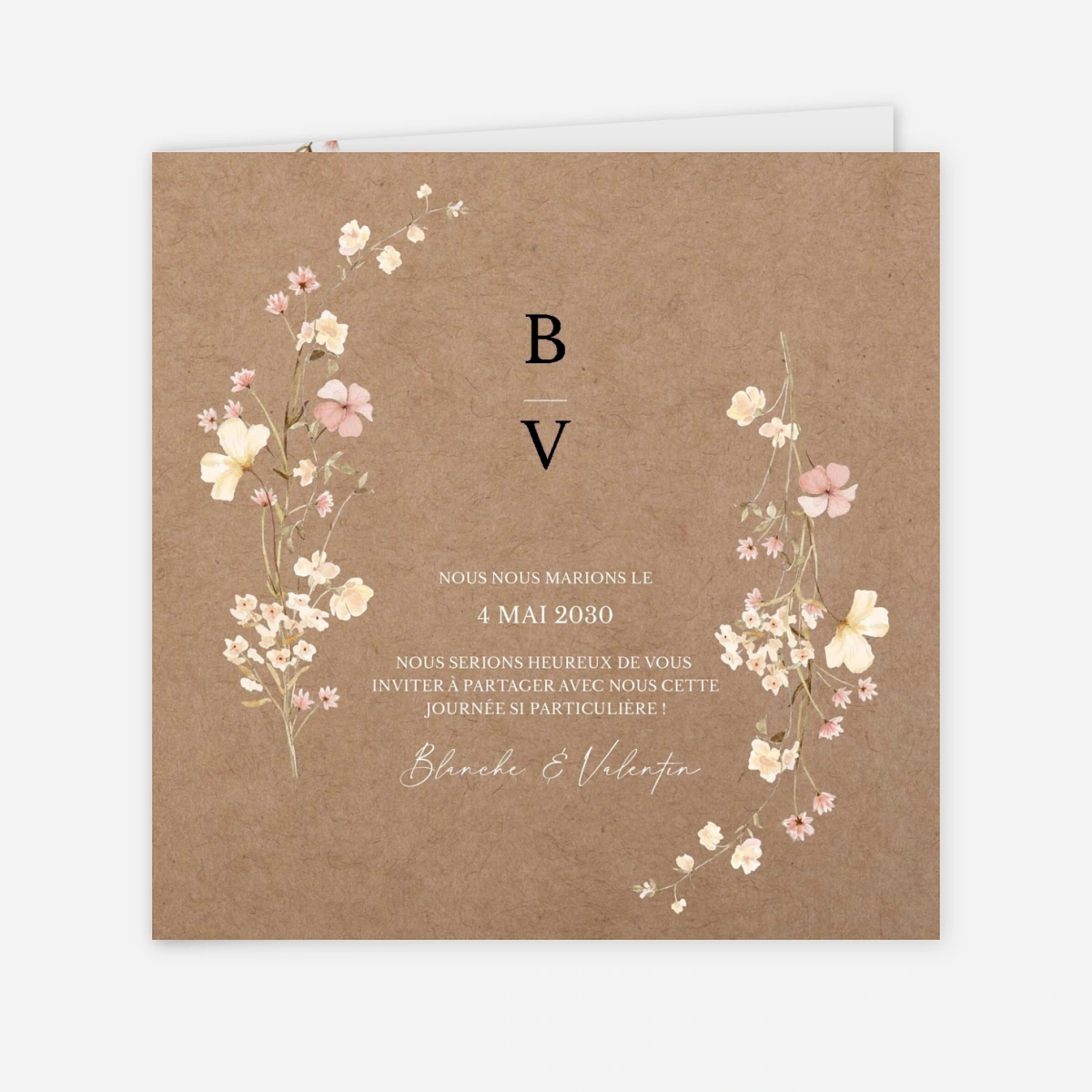 Faire-part mariage Monogramme Floral