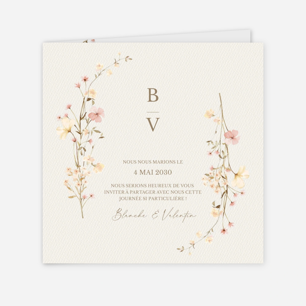 Faire-part mariage Monogramme Floral