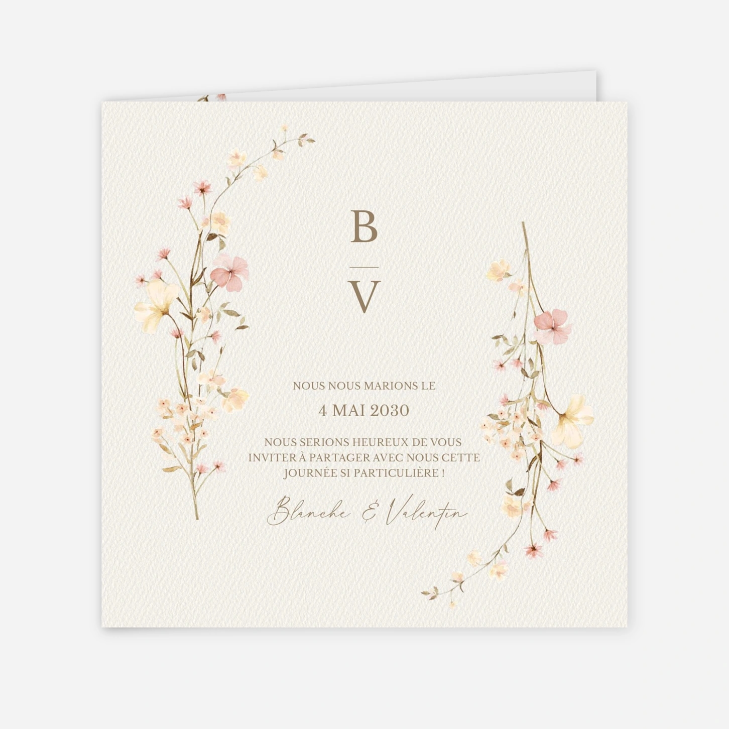 Faire-part mariage Monogramme Floral