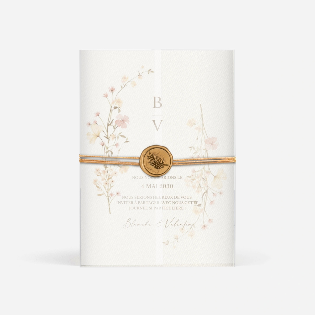 Faire-part mariage Monogramme Floral