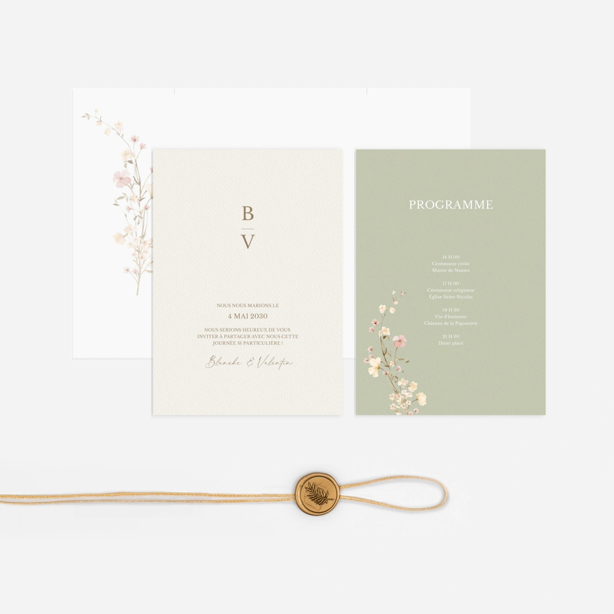 Faire-part mariage Monogramme Floral
