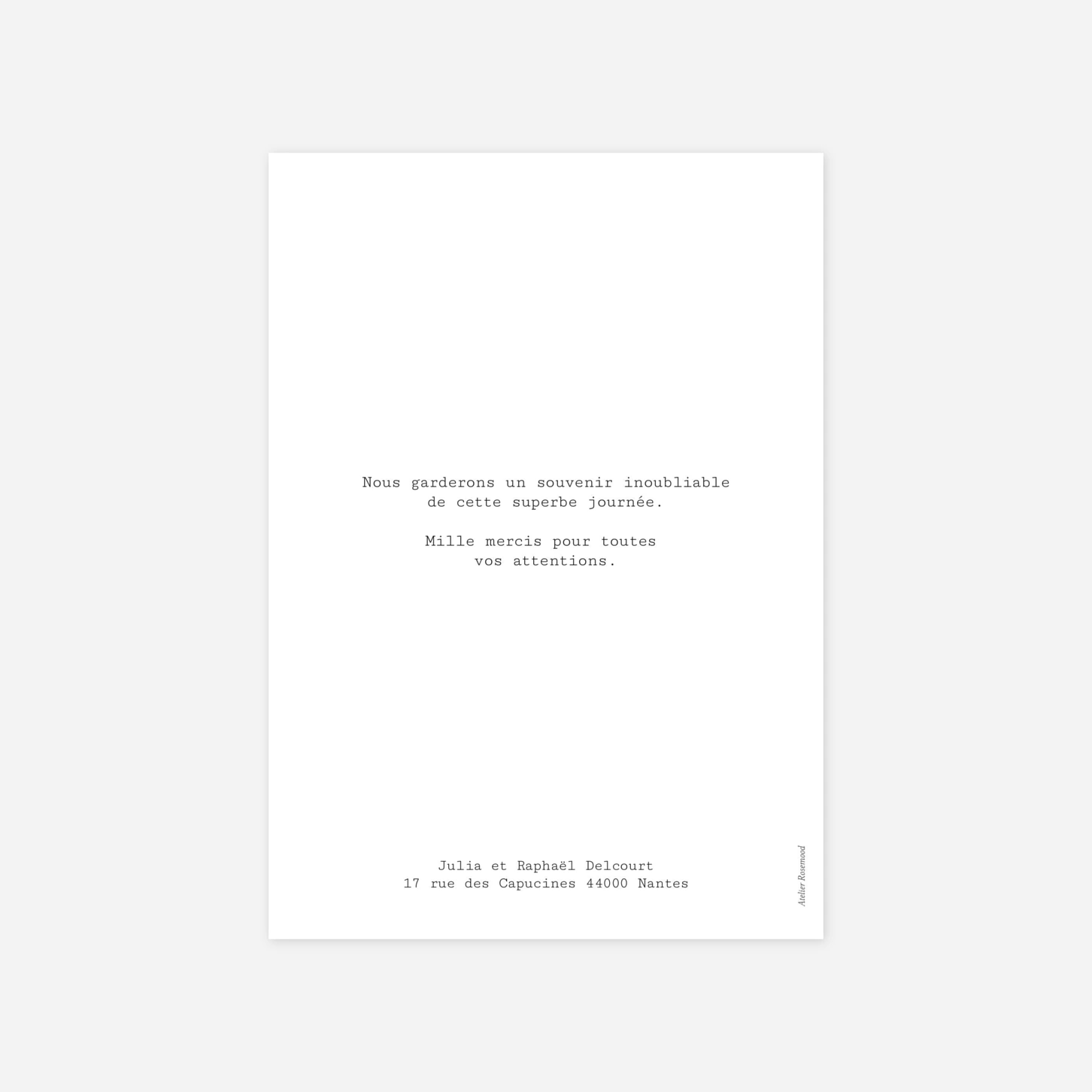 Carte de remerciements Minimal