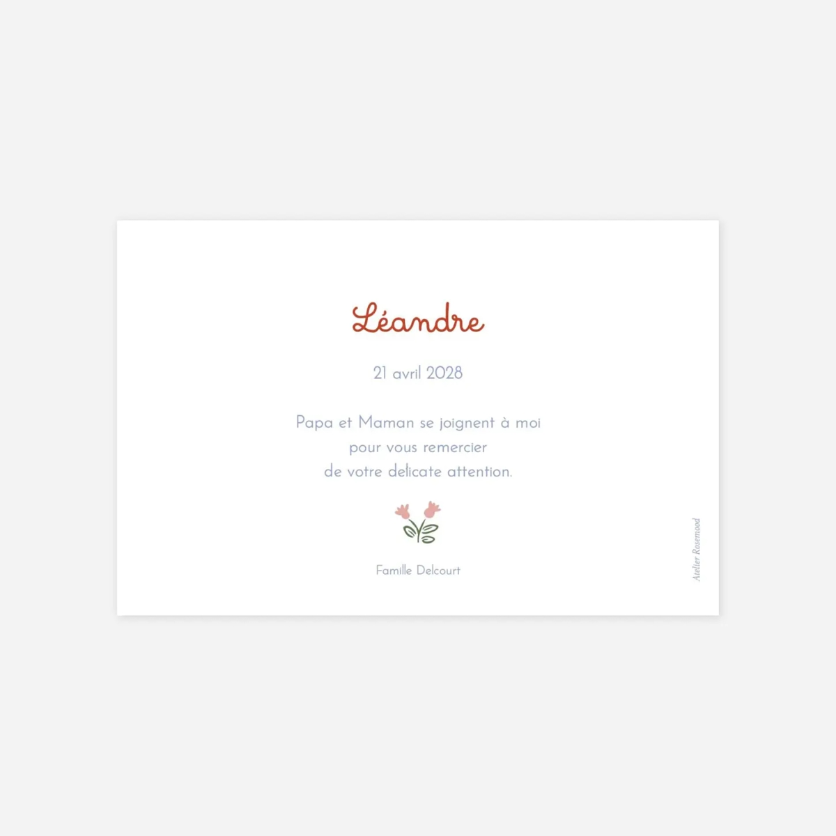 Carte remerciement naissance Mon premier liberty