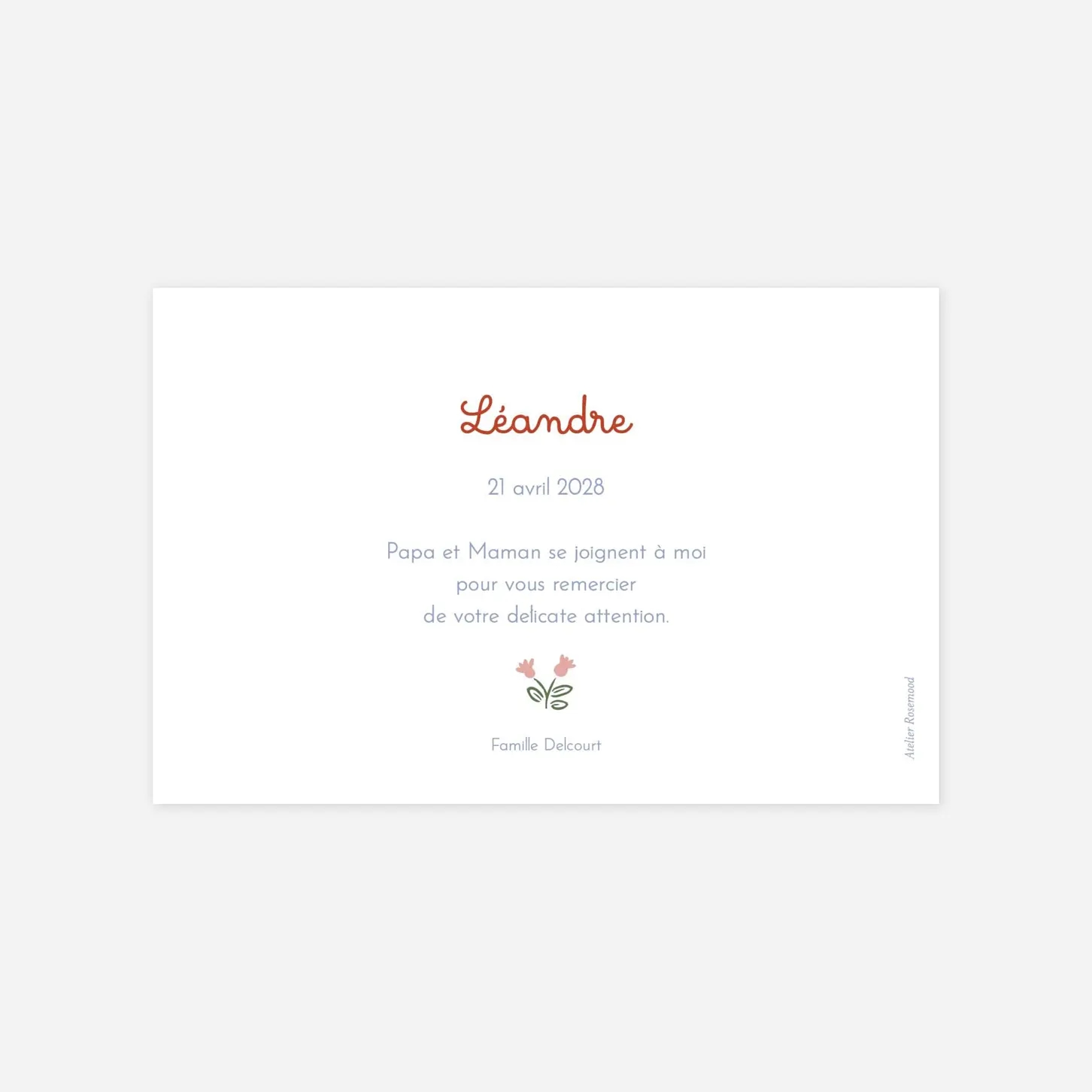 Carte remerciement naissance Mon premier liberty