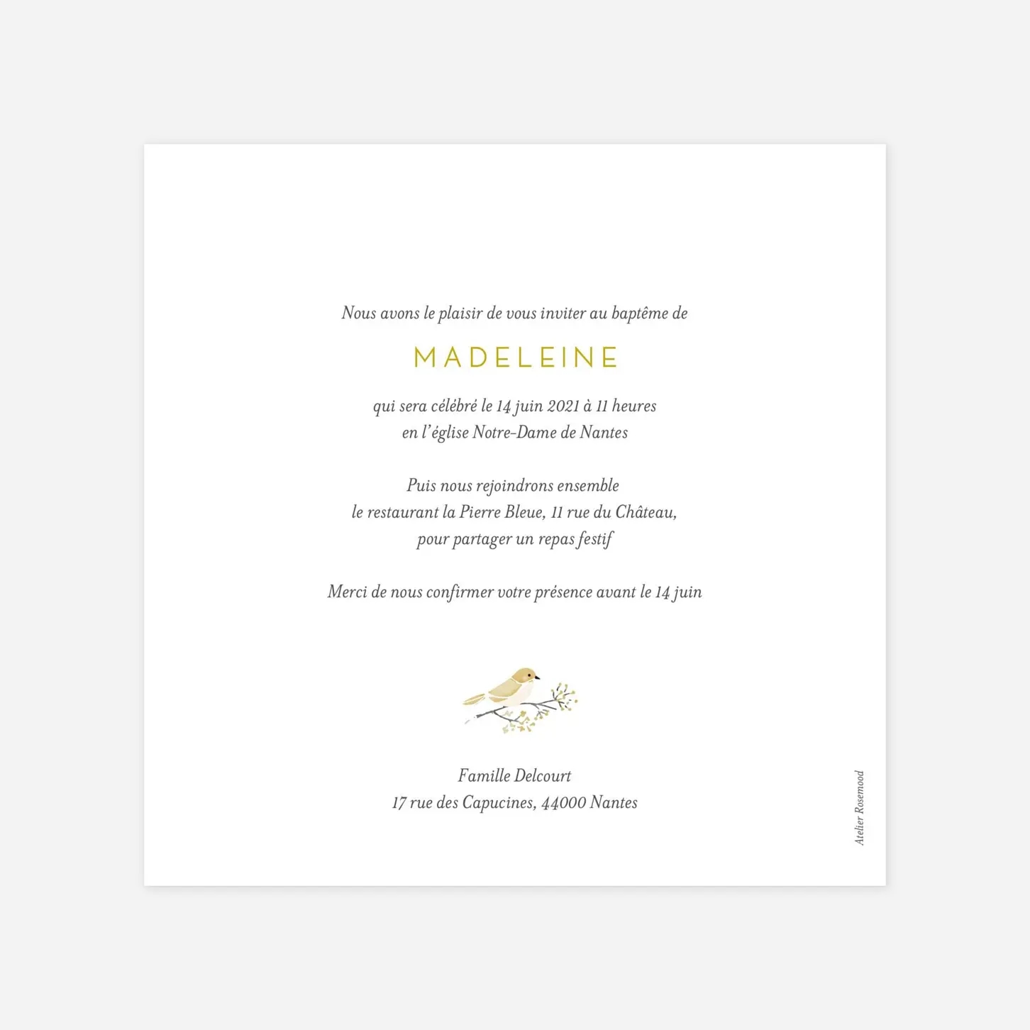 Faire-part baptême Mon petit trousseau