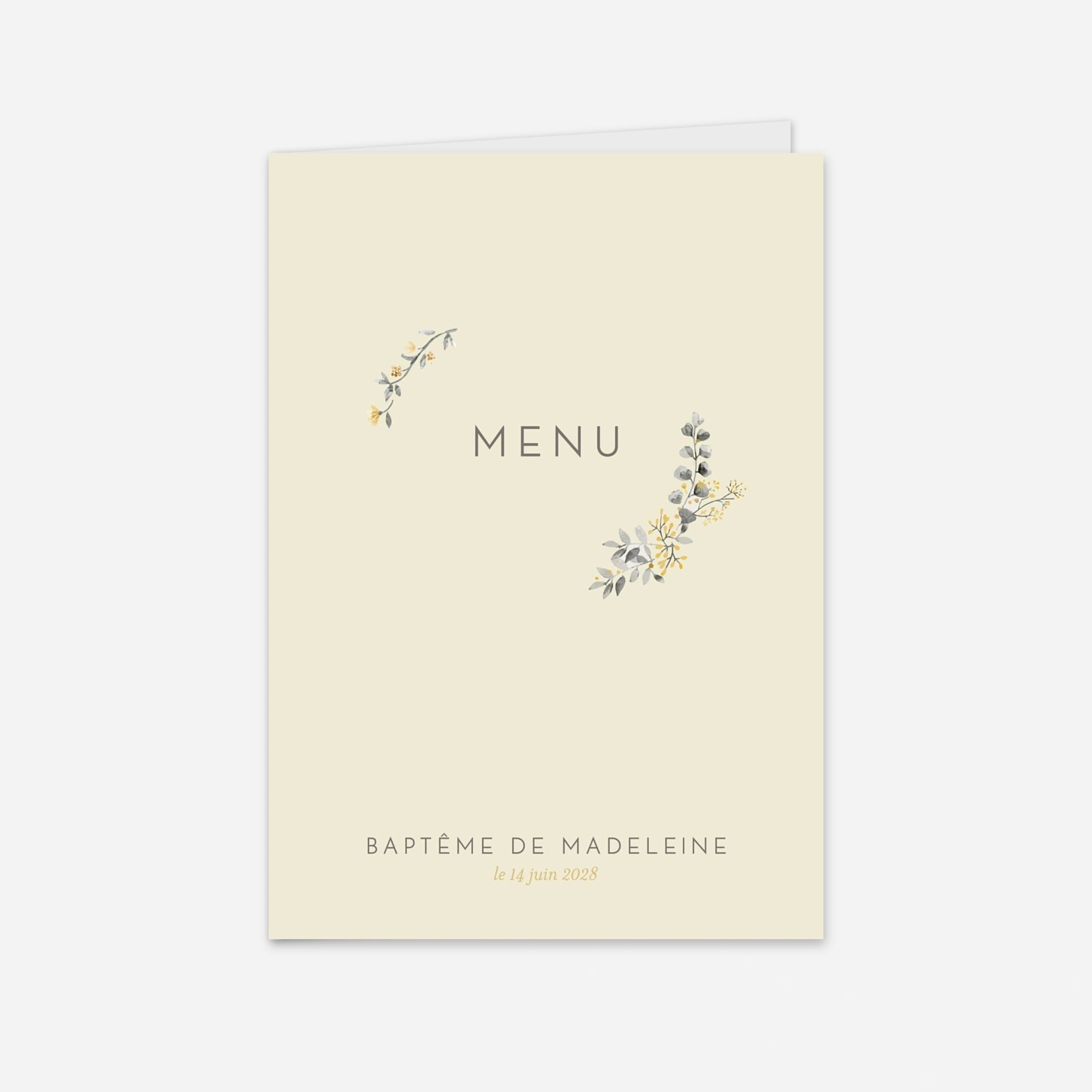 Menu baptême Mon petit trousseau