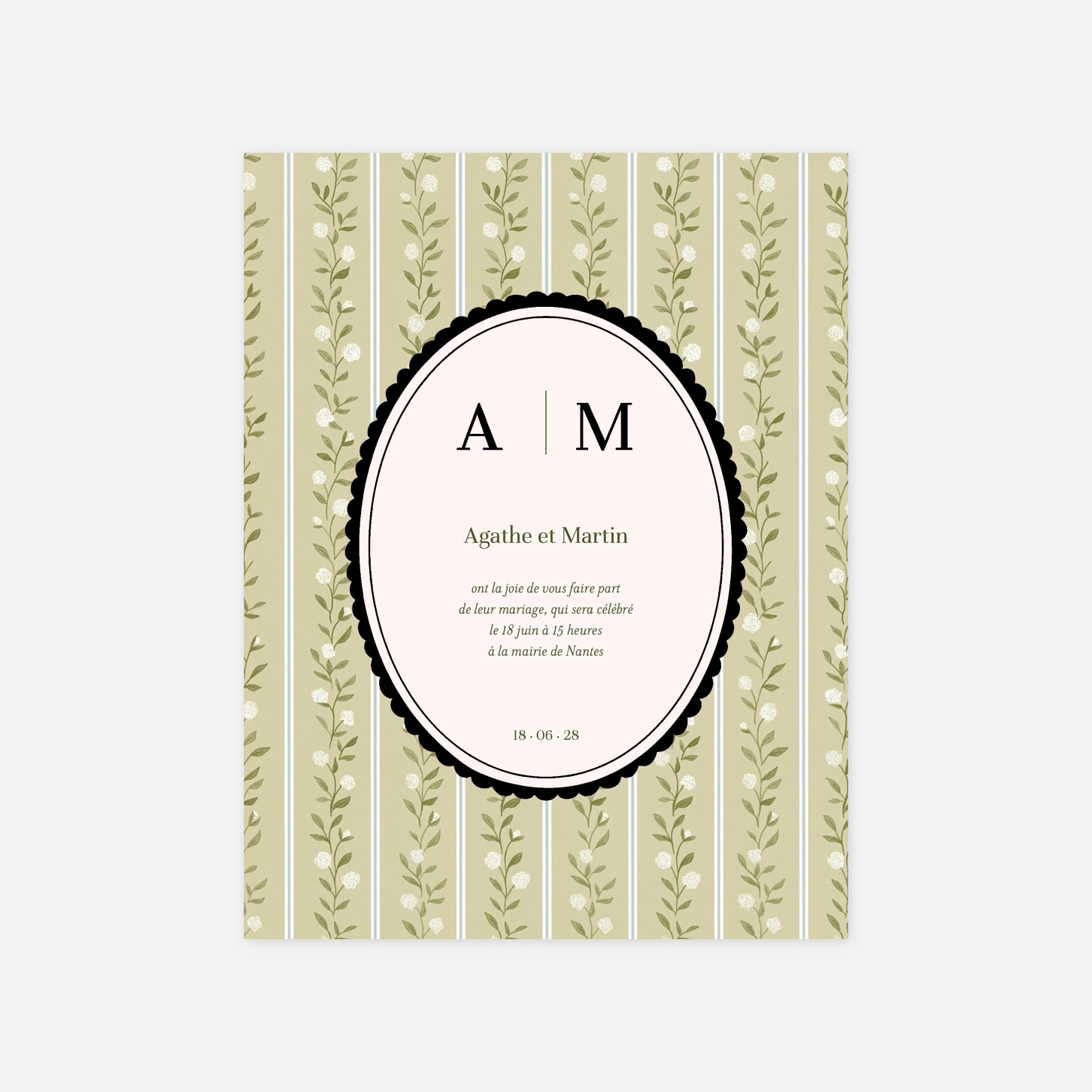 Faire-part mariage Médaillon vintage