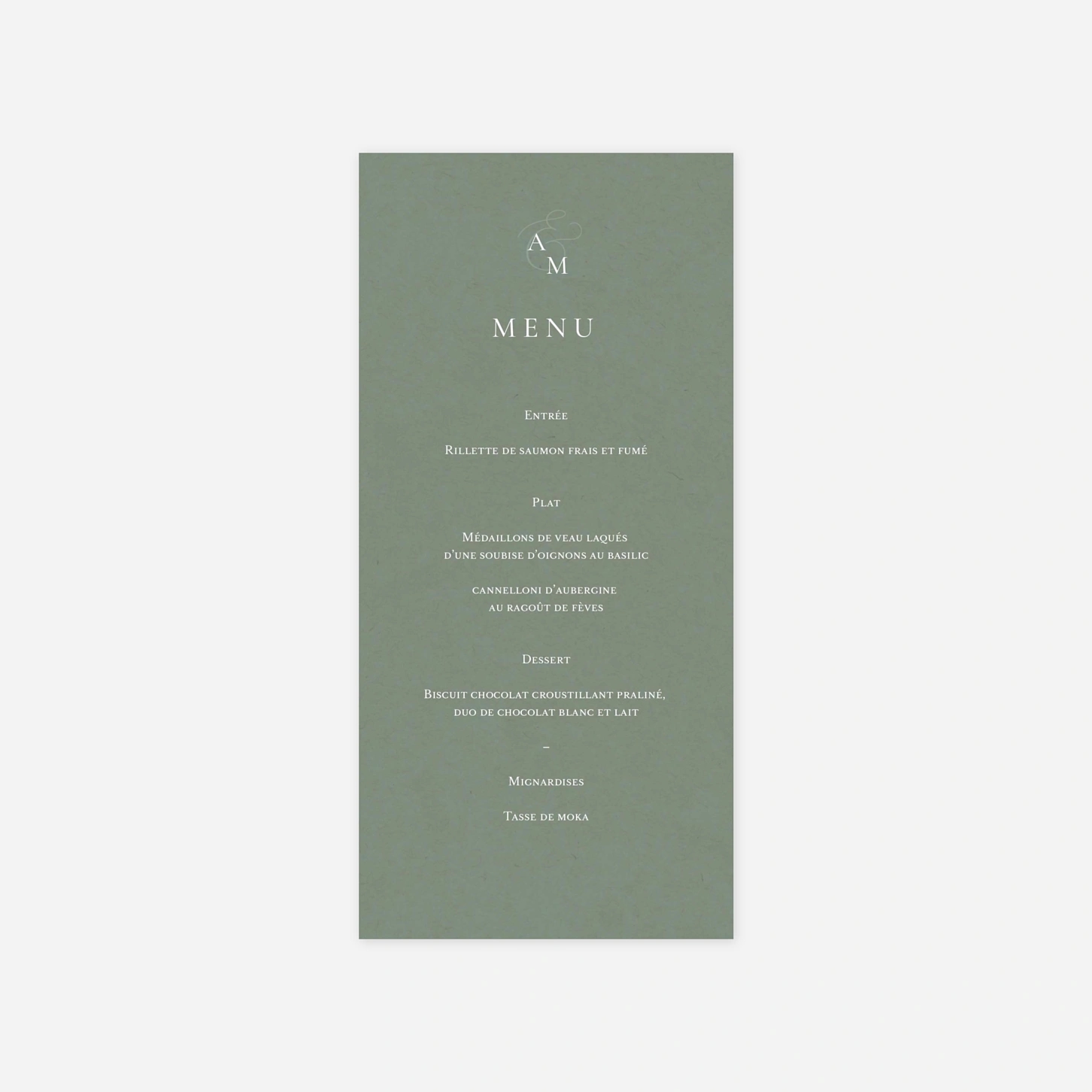 Menu mariage Notre lien