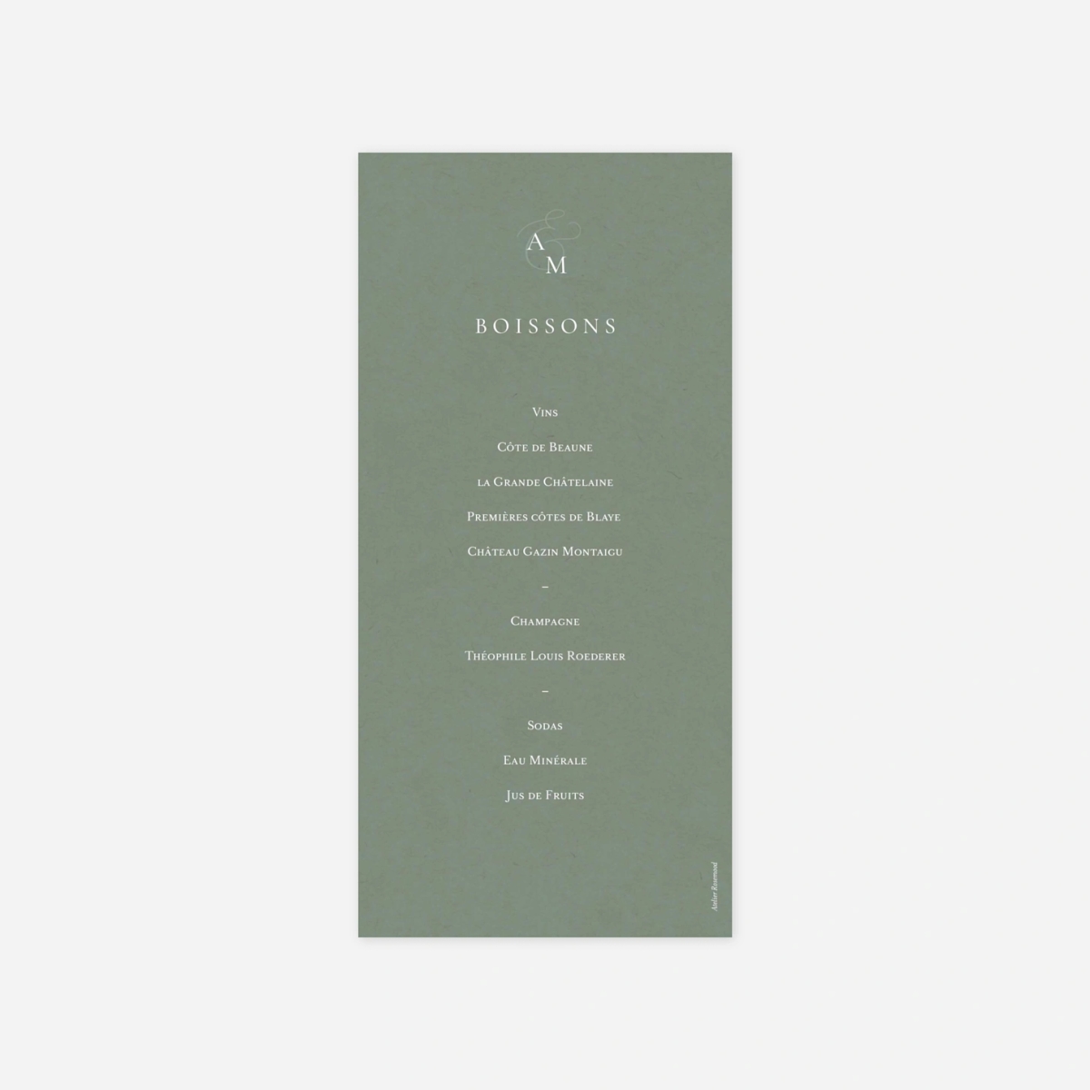 Menu mariage Notre lien