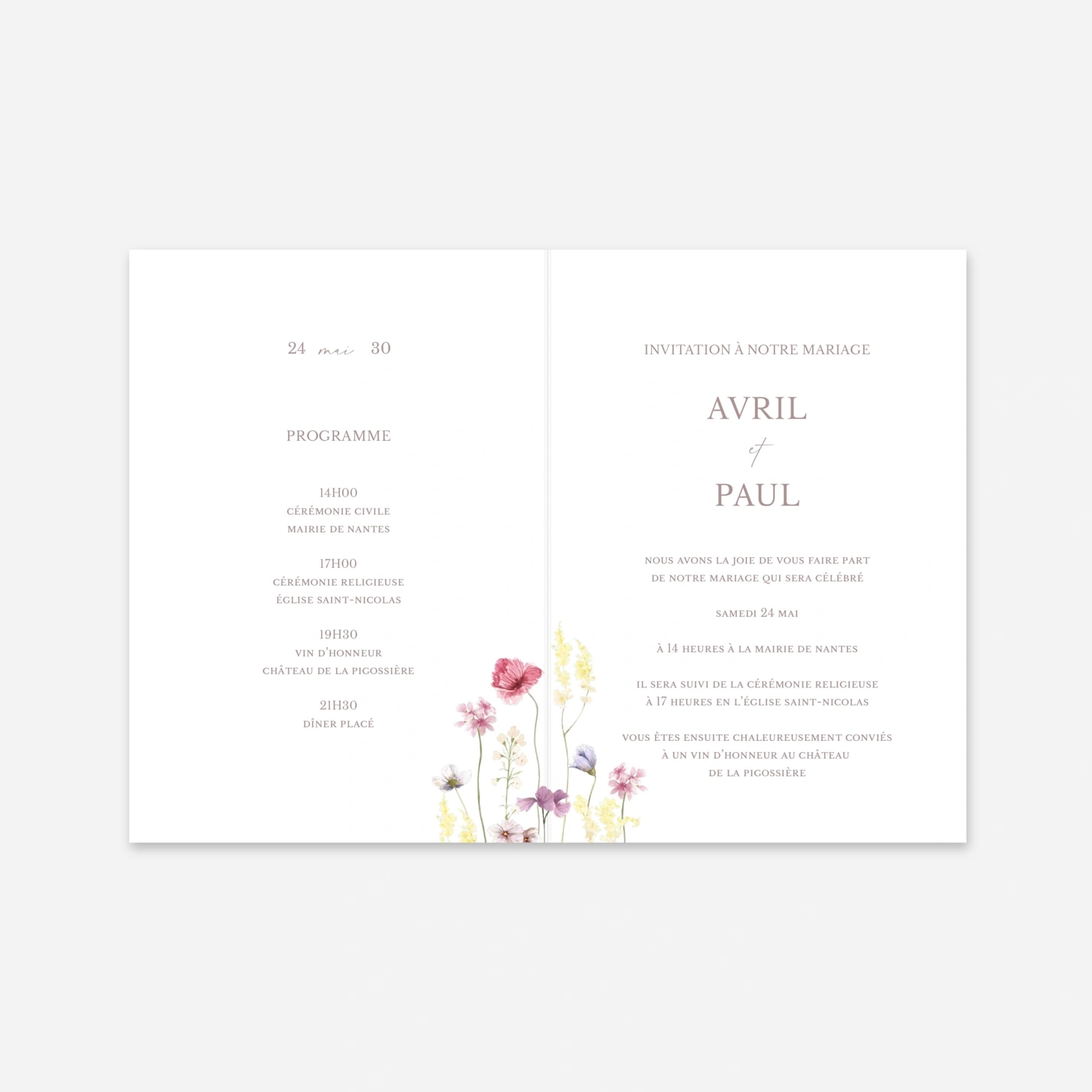 Faire-part mariage Noces fleuries