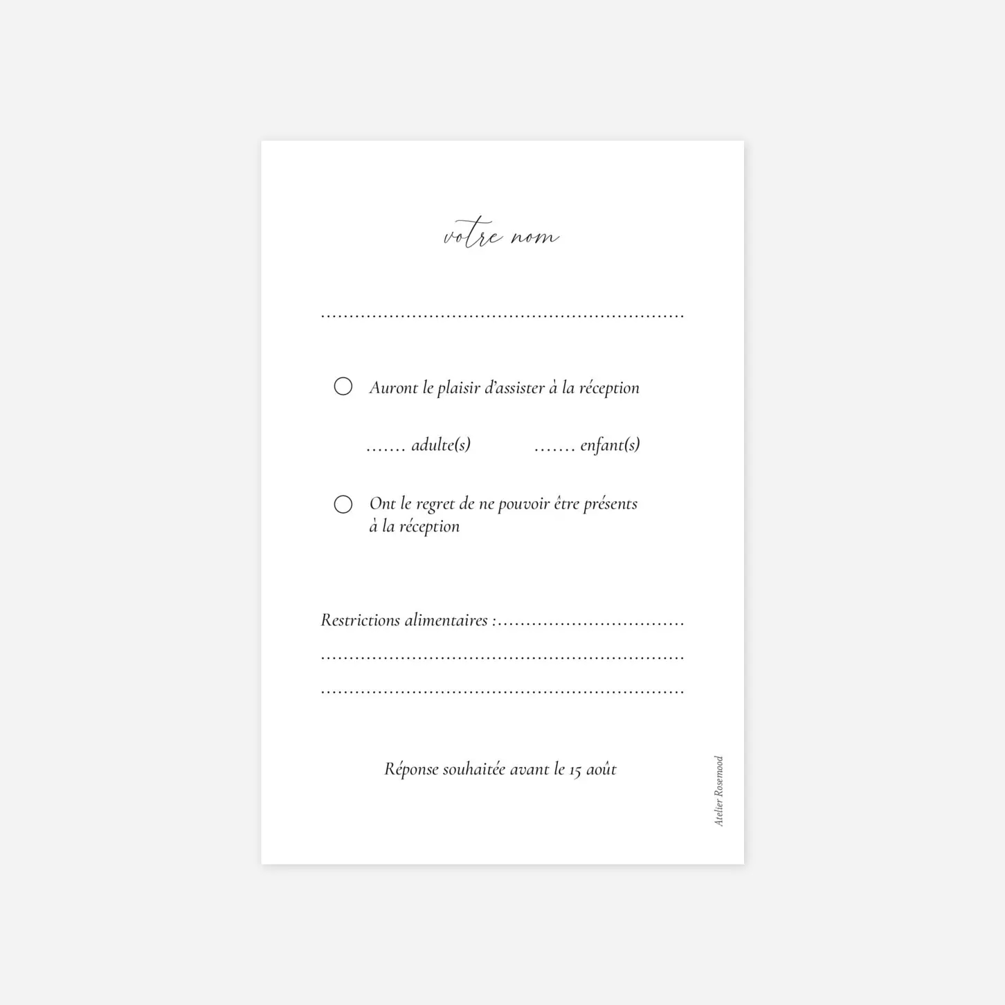 Carton réponse Notre lieu