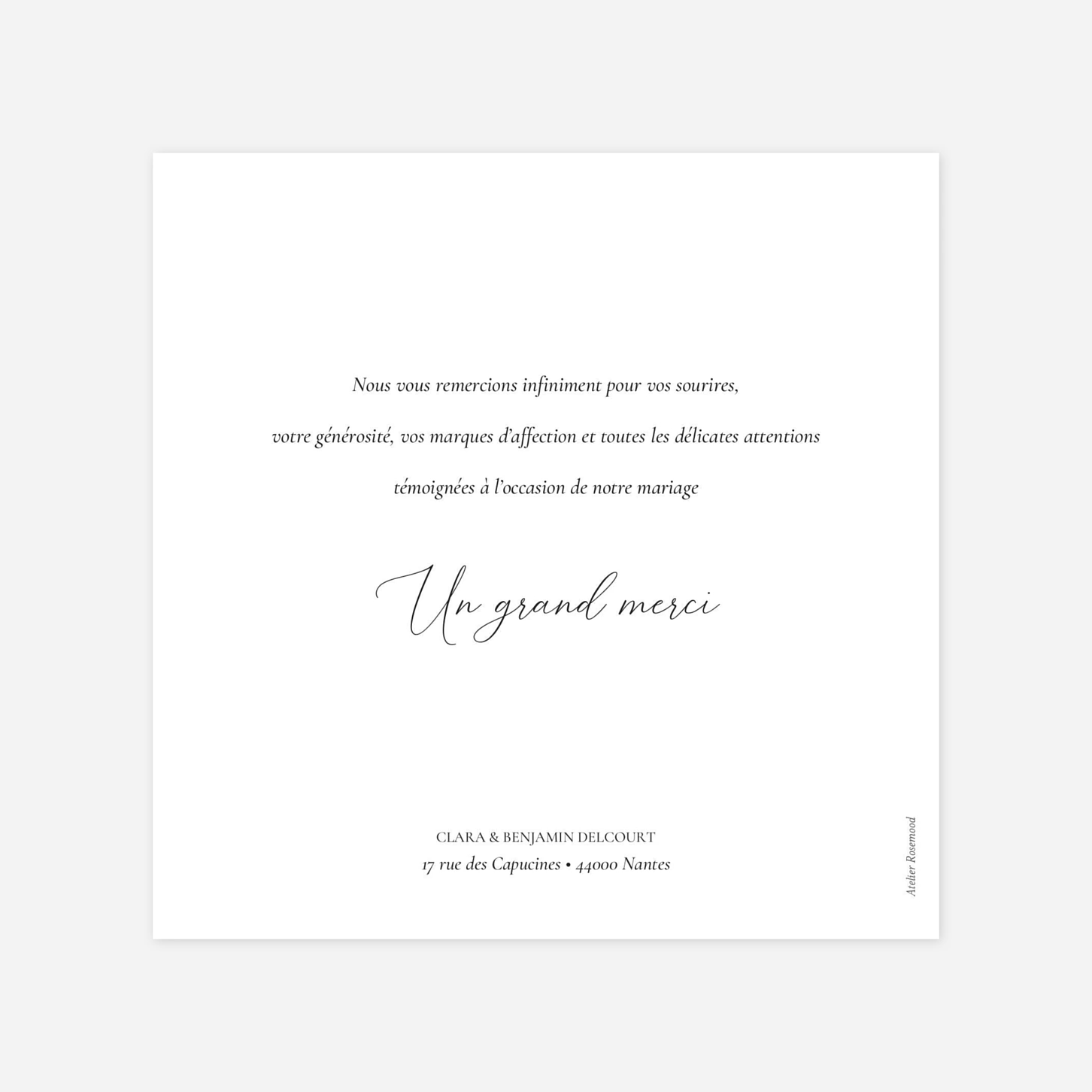 Carte de remerciements Notre lieu