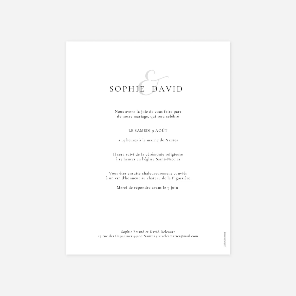 Faire-part mariage Nos prénoms