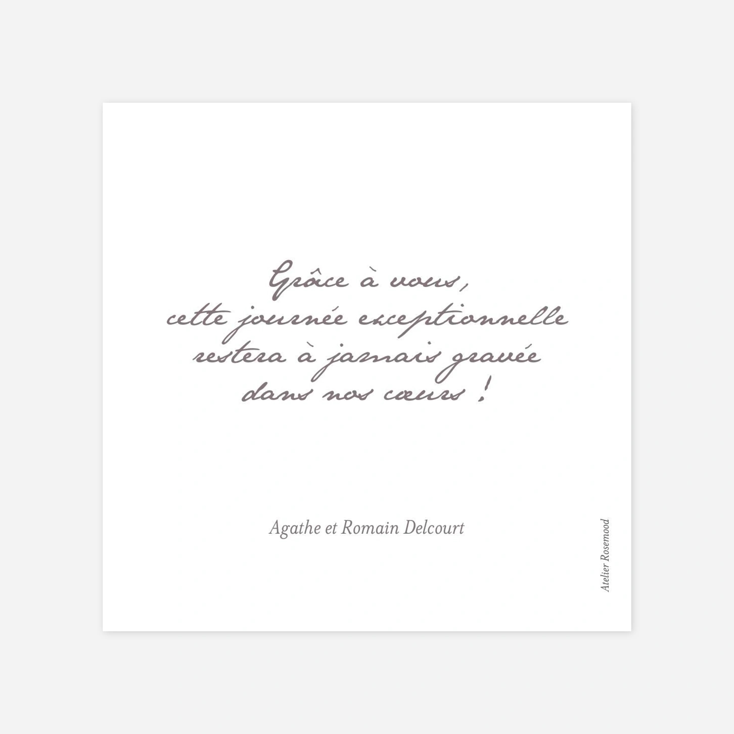 Carte de remerciements Notre photo