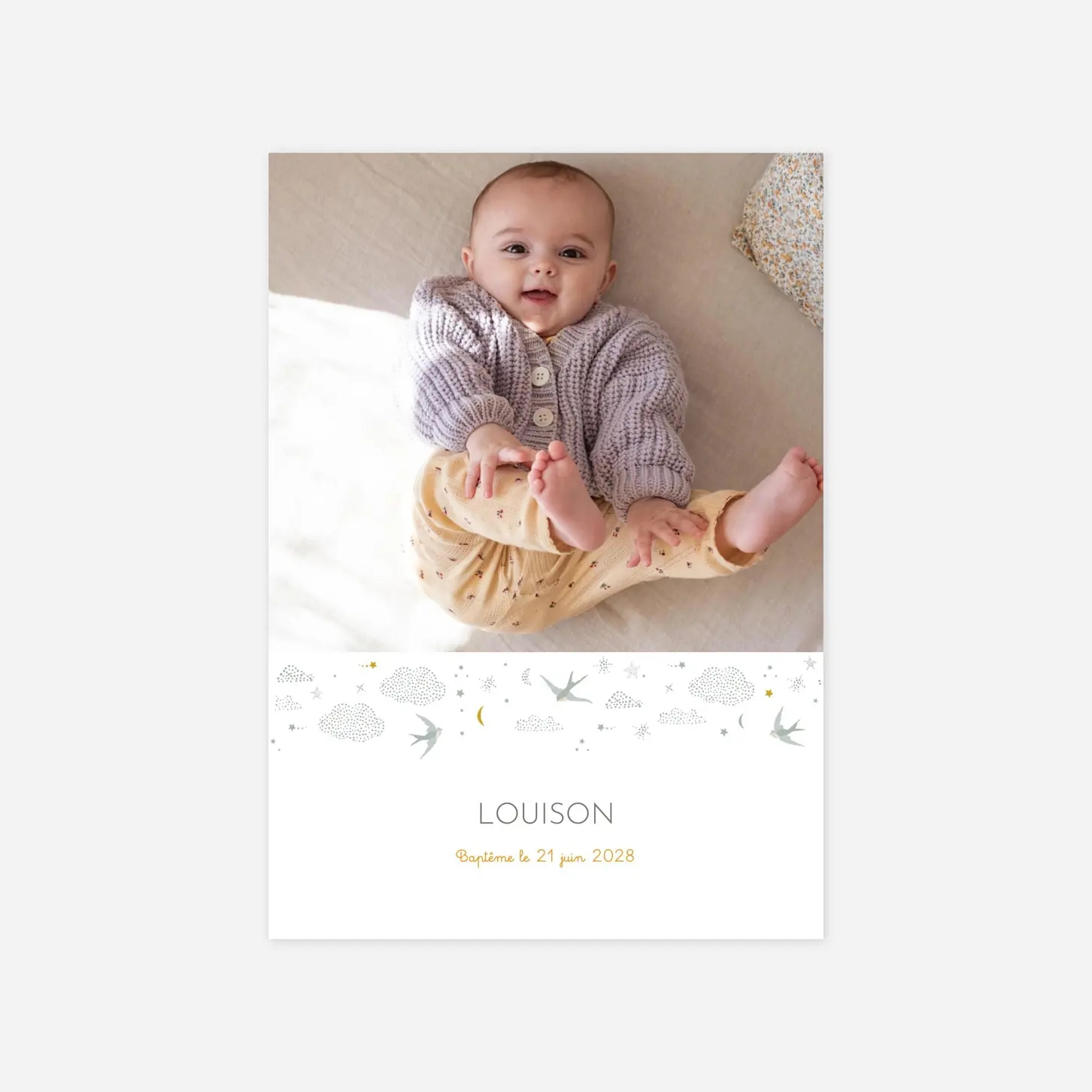 Faire-part baptême Nuage de lait