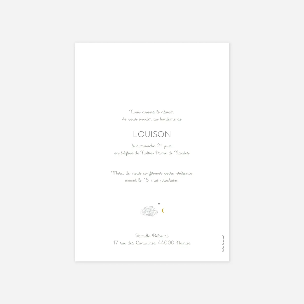 Faire-part baptême Nuage de lait