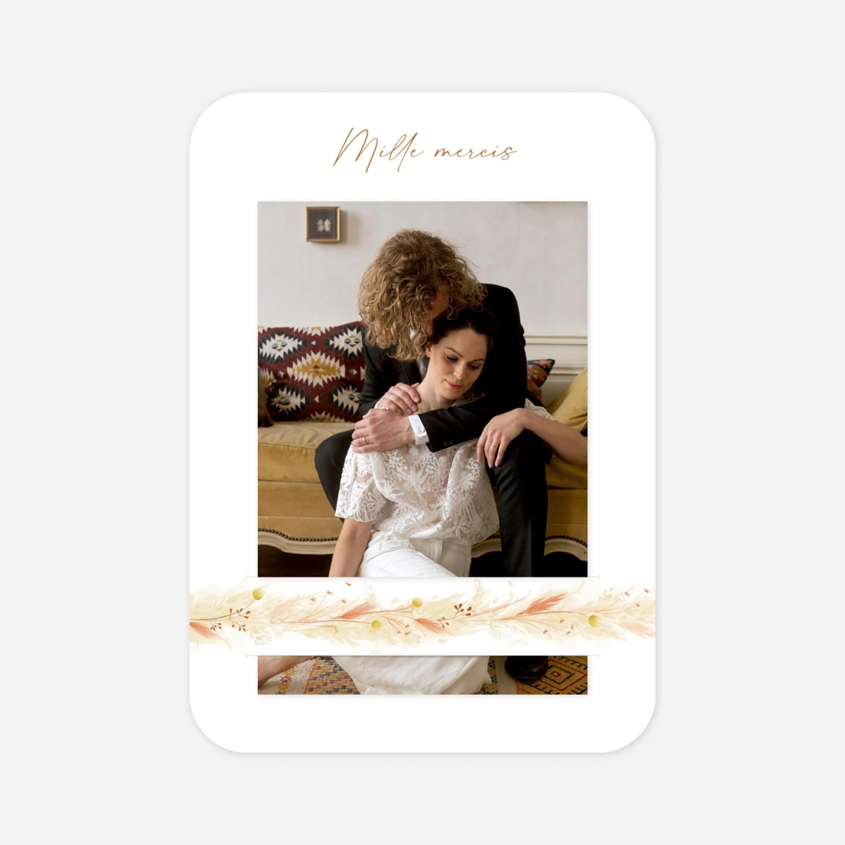 Carte de remerciements Pampas fleuries