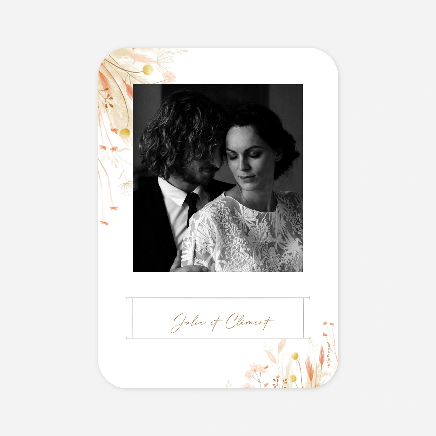 Carte de remerciements Pampas fleuries