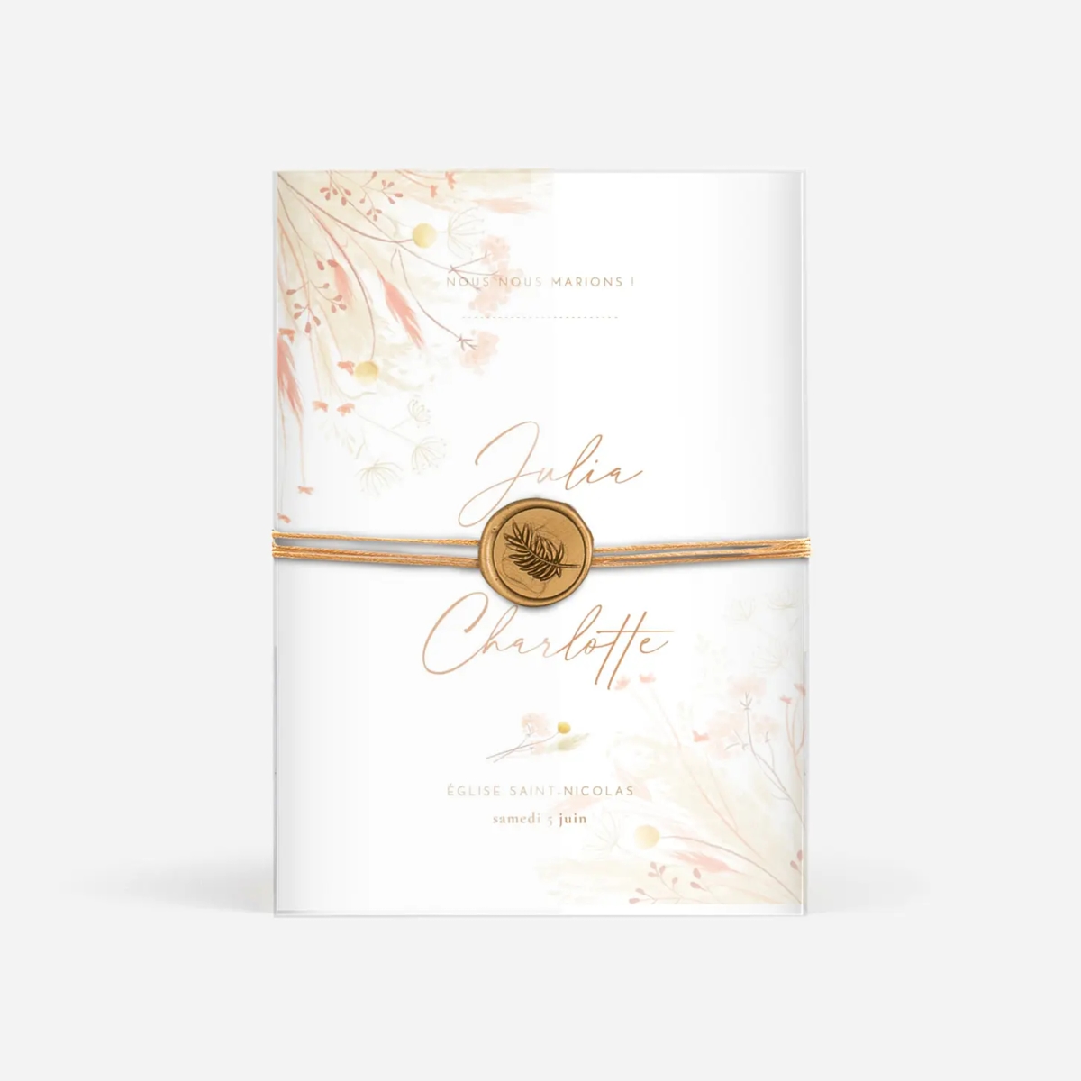 Faire-part mariage Pampas fleuries