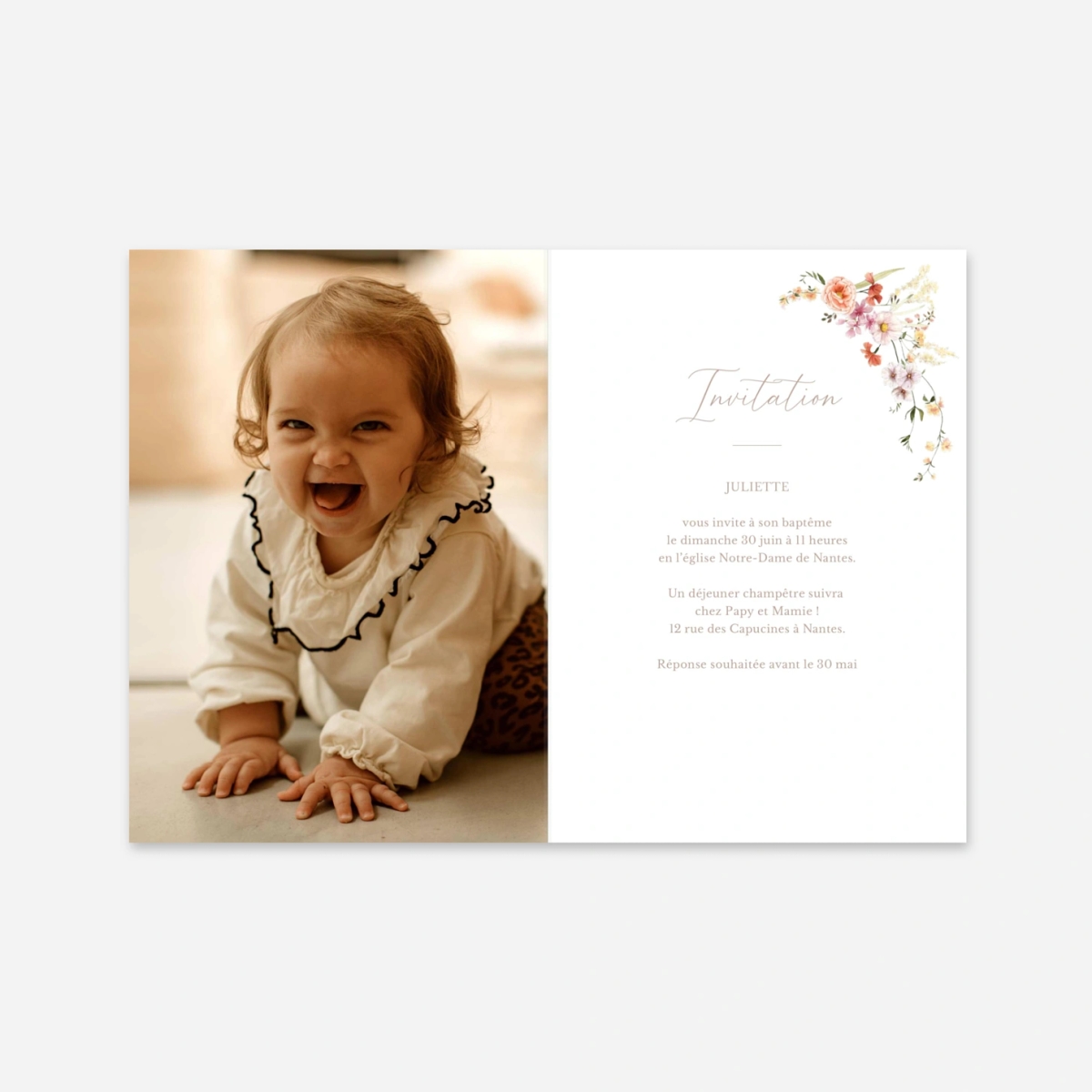 Faire-part baptême Petit bouquet