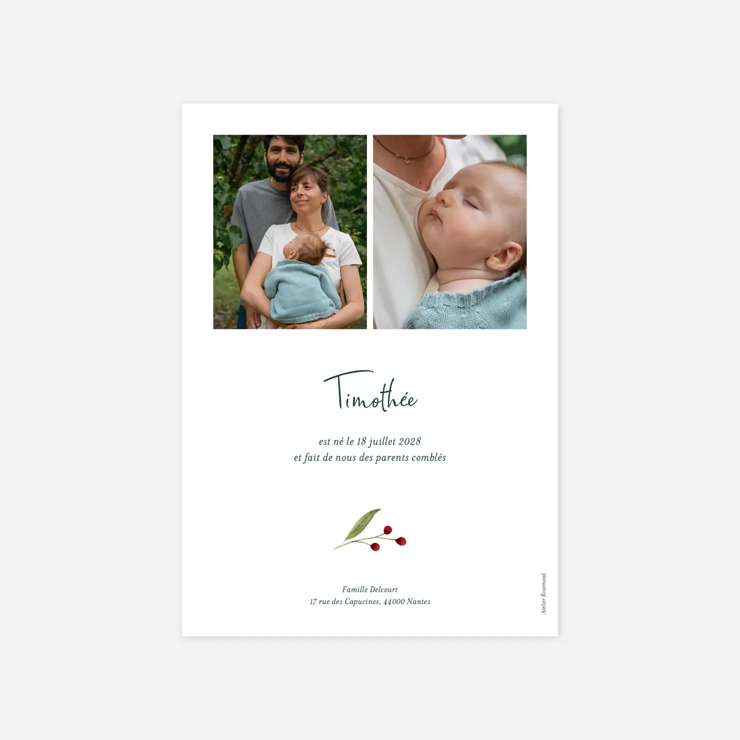 Faire-part naissance Petites baies