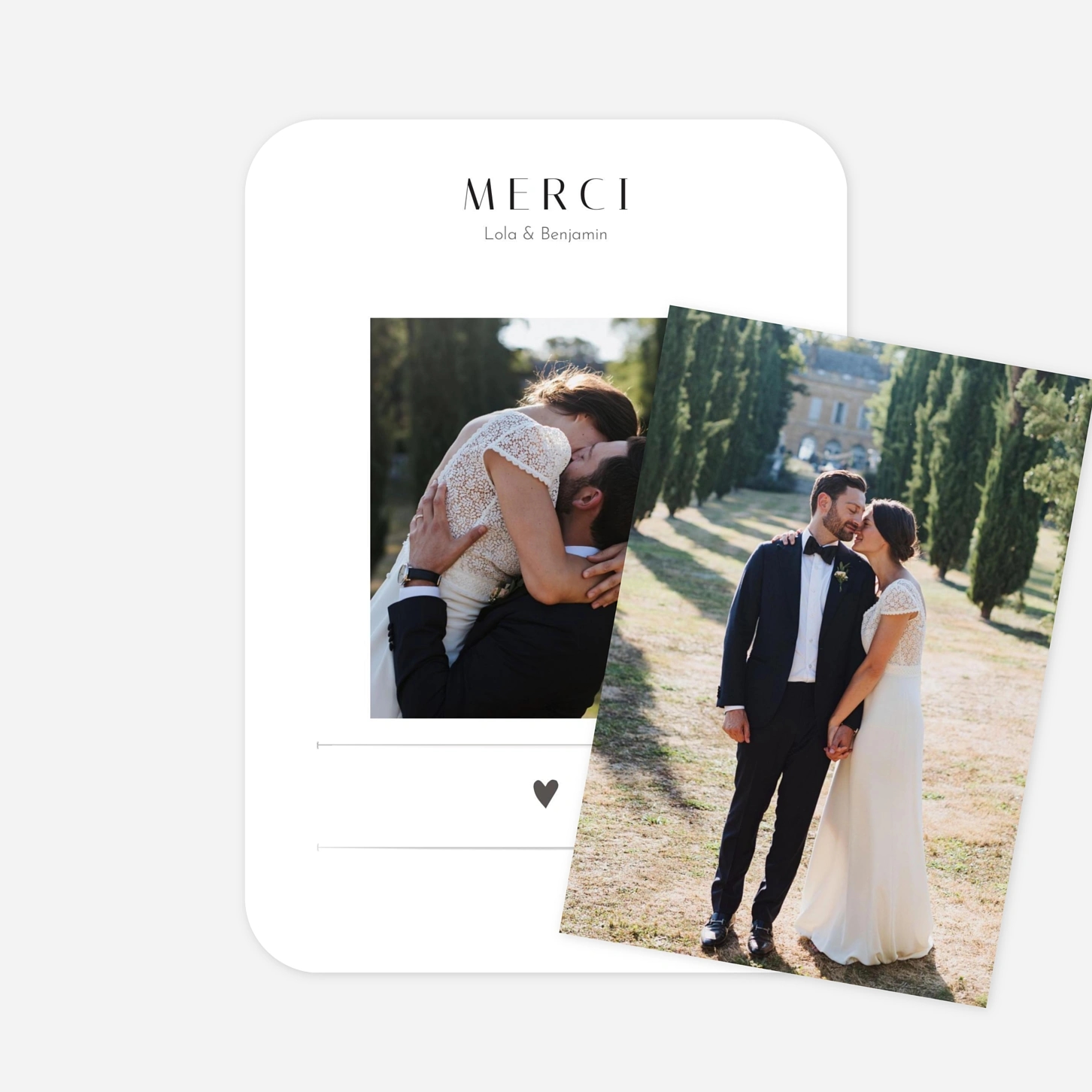 Carte de remerciements Petit coeur