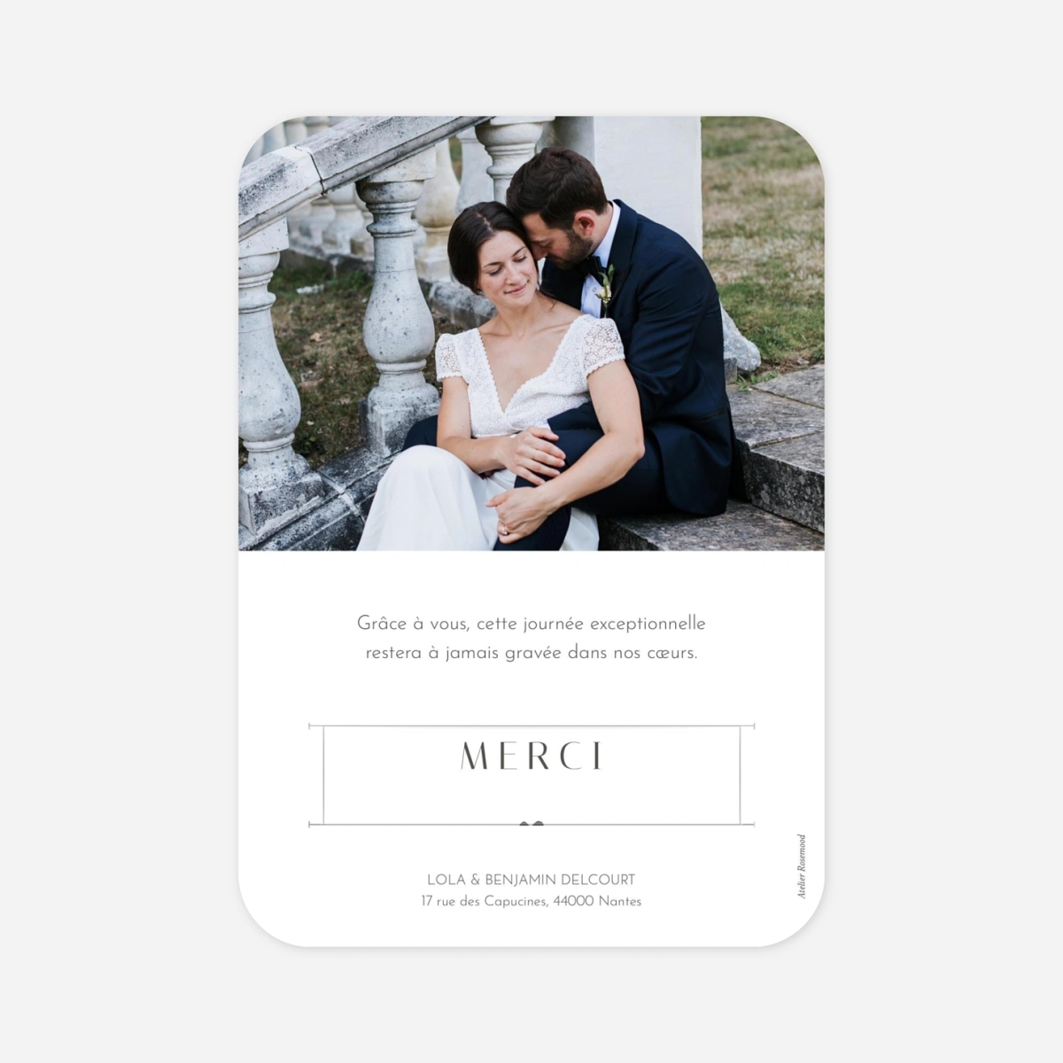 Carte de remerciements Petit coeur