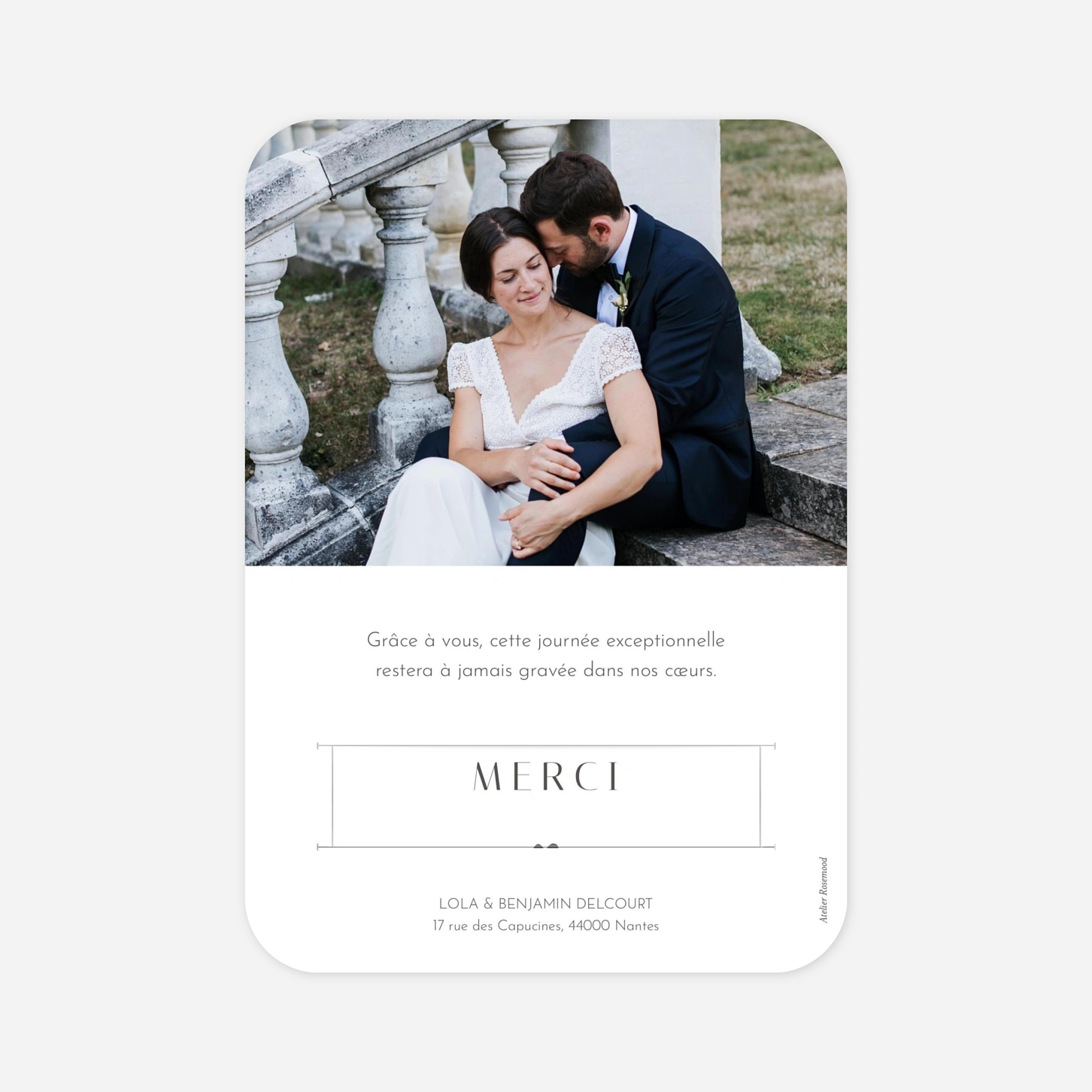 Carte de remerciements Petit coeur